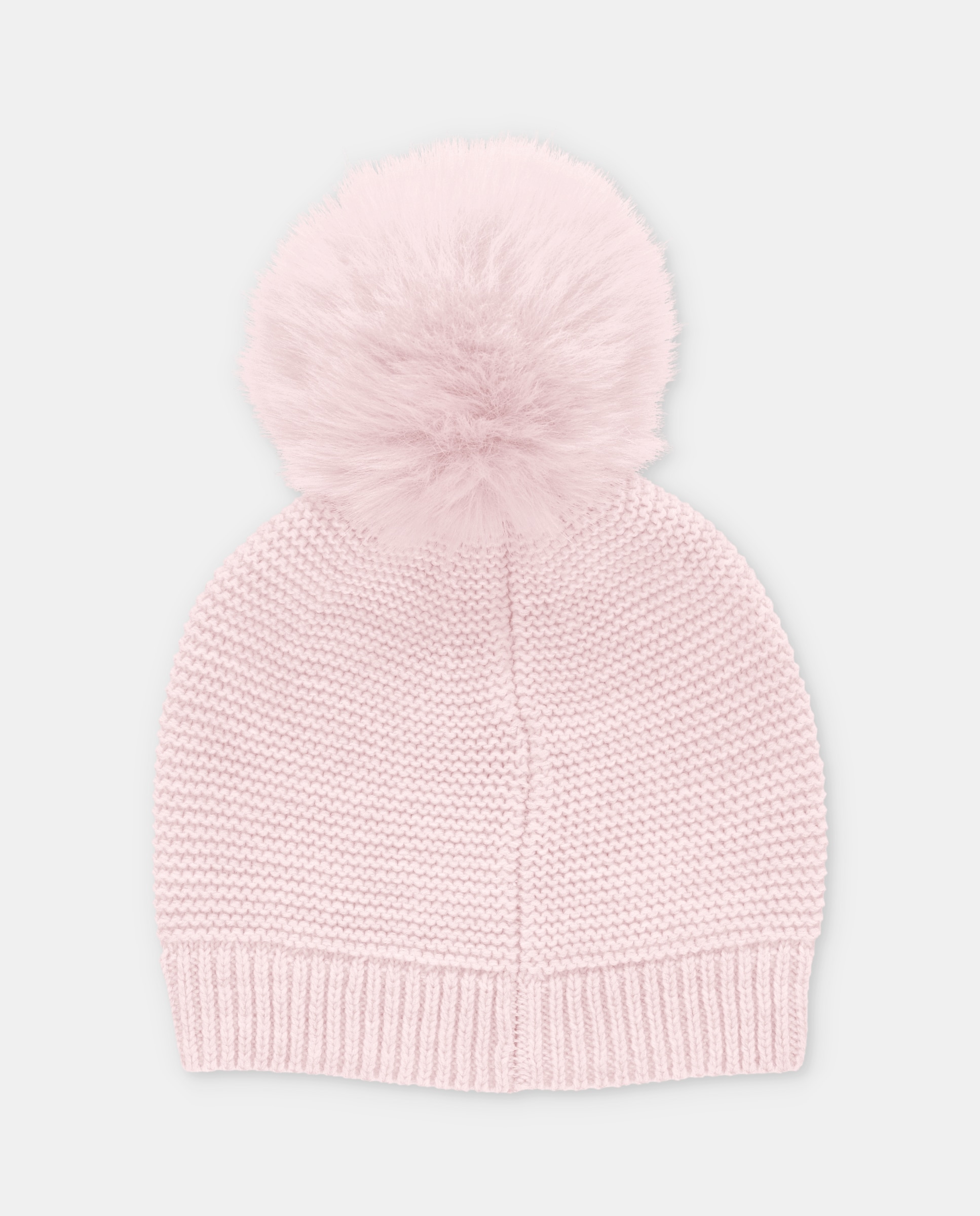 Gorro de bebés de punto con pompón de pelo. - Martín Aranda - Rosa claro Rosa claro-3