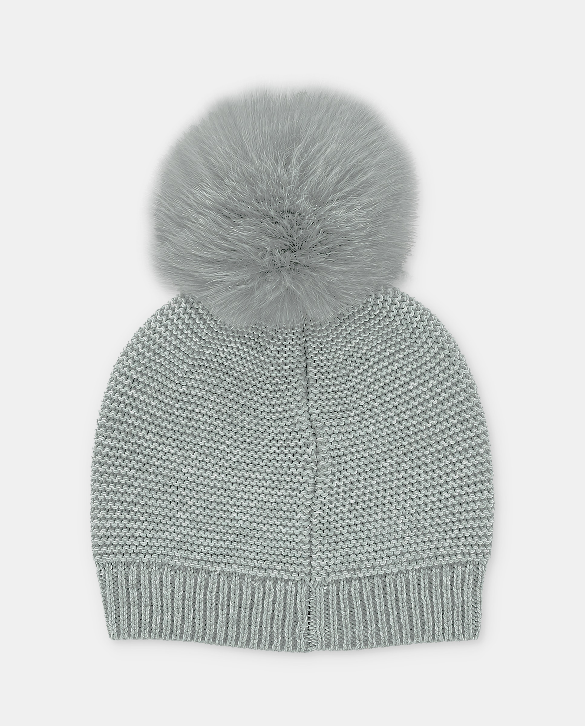 Gorro de bebés de punto con pompón de pelo. - Martín Aranda - Verde Verde-3