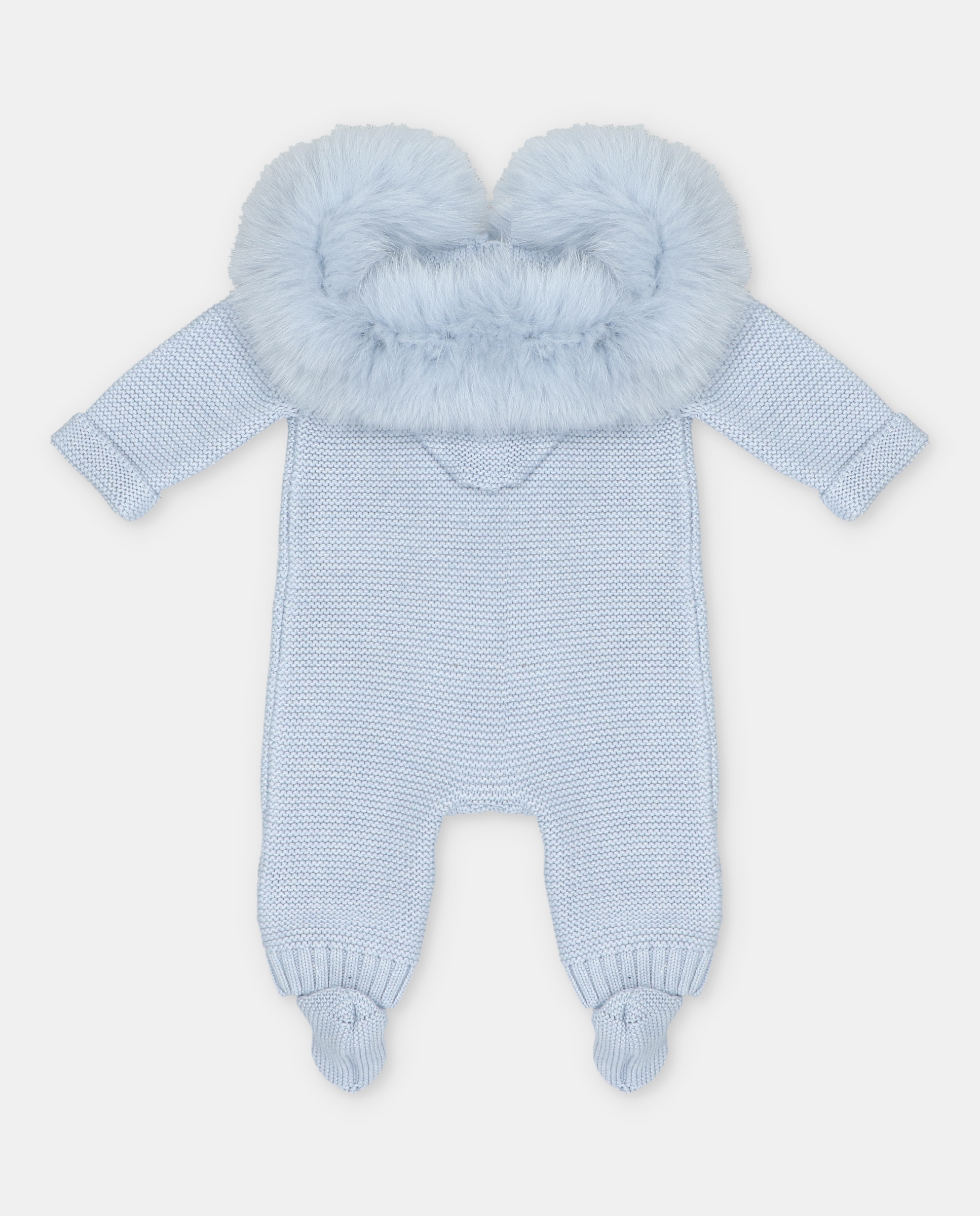Imagen 5 de Buzo de bebés de punto con capucha y pelo. - Martín Aranda - Azul celeste Azul celeste