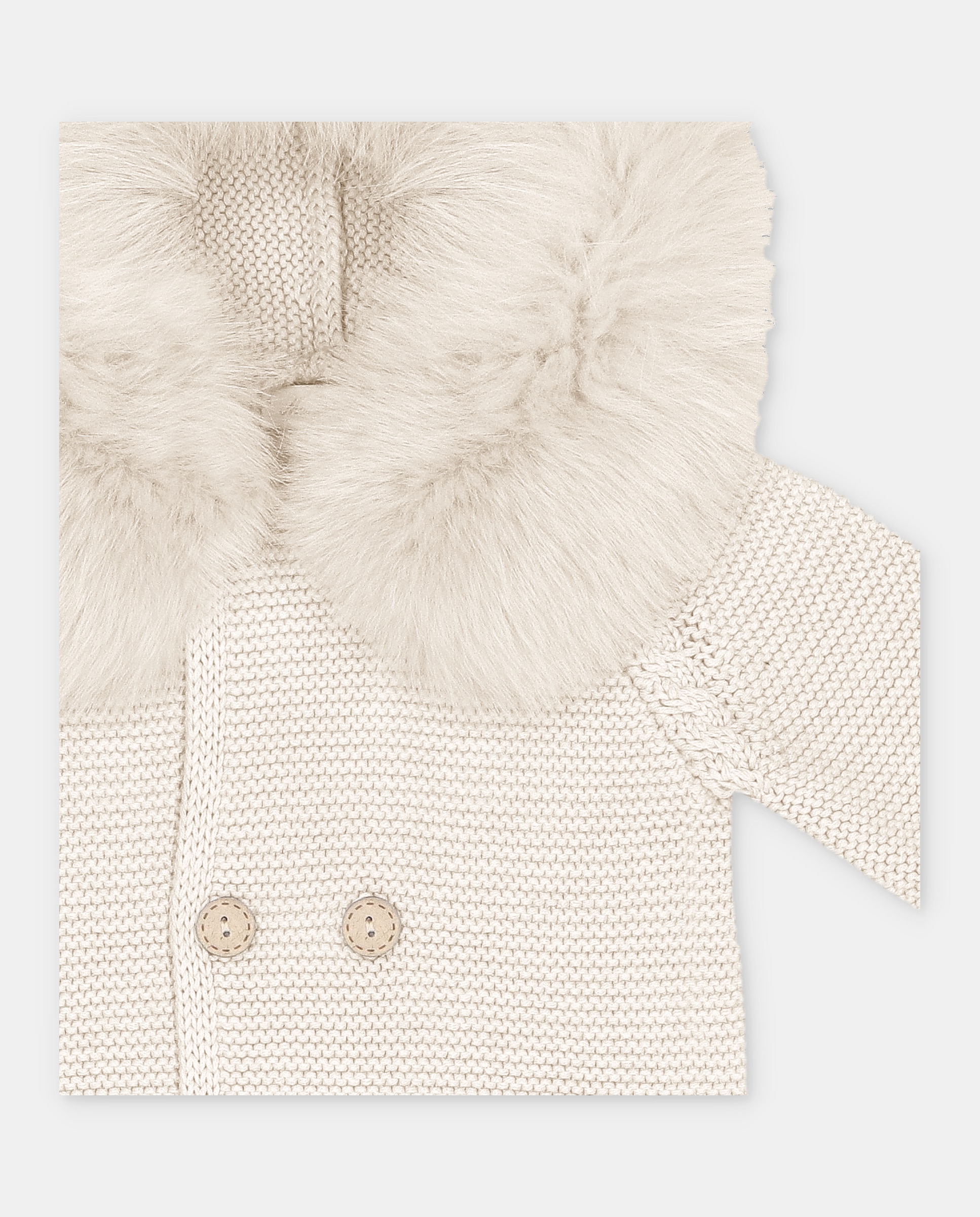 Imagen 2 de Buzo de bebés de punto con capucha y pelo. - Martín Aranda - Beige Beige