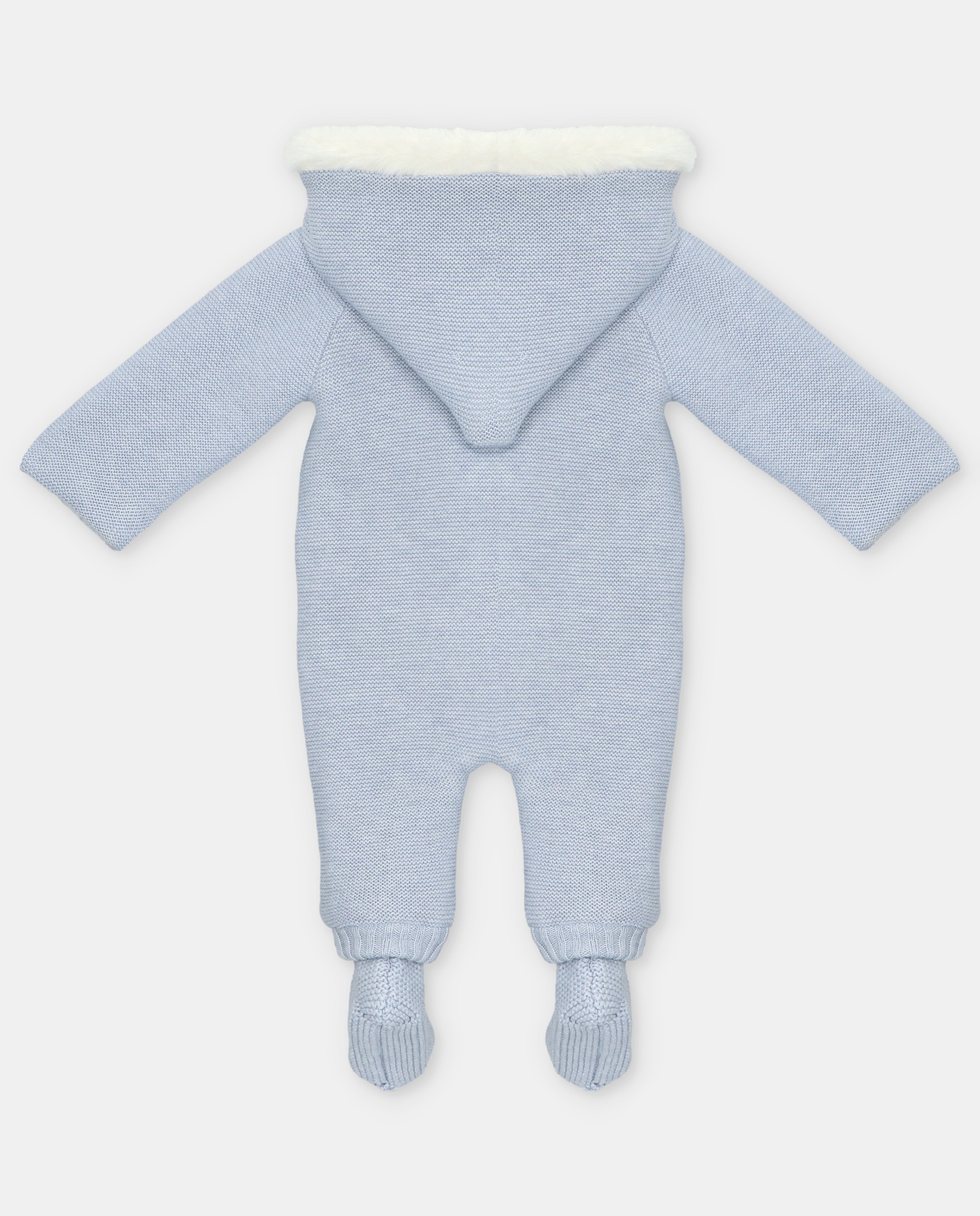 Buzo de bebés de punto con capucha y forro de pelo. - Martín Aranda - Azul celeste Azul celeste-3
