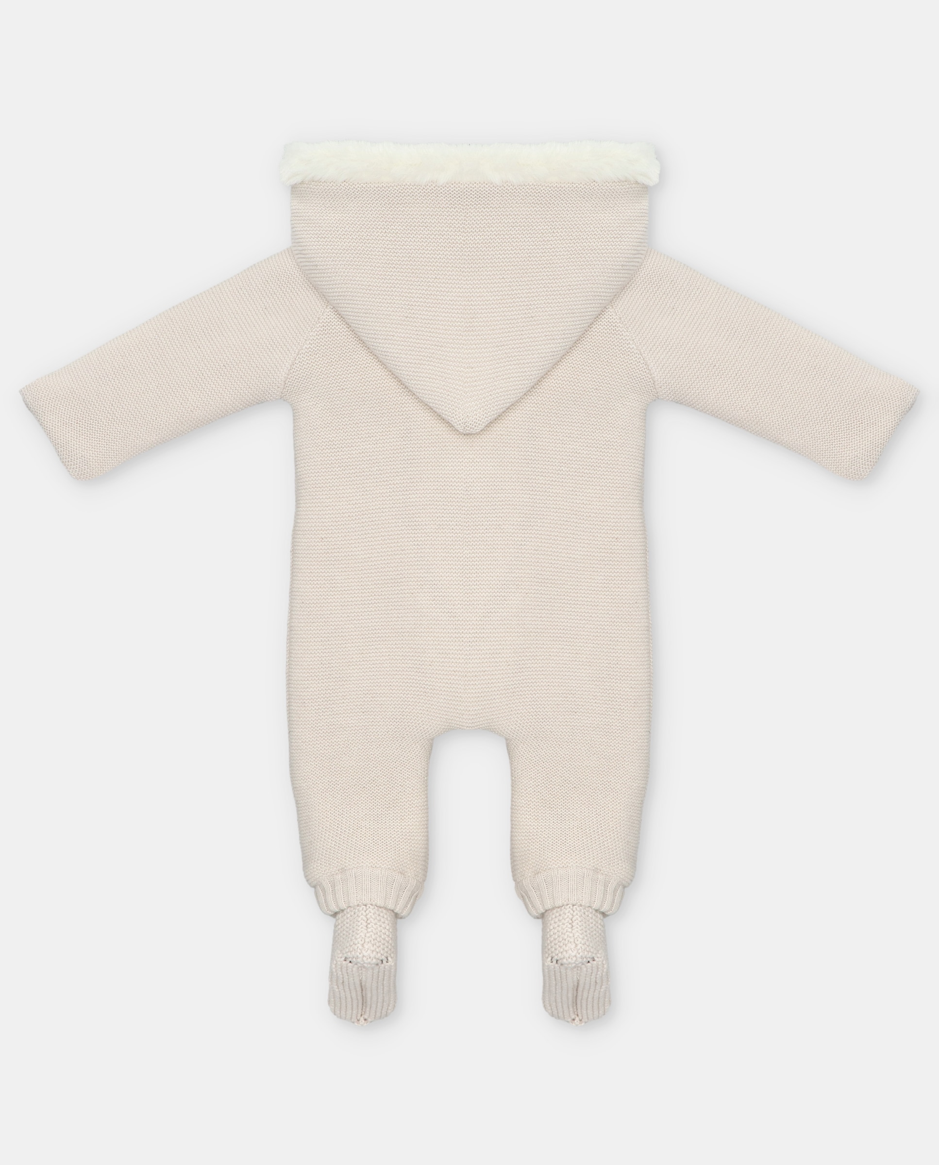 Buzo de bebés de punto con capucha y forro de pelo. - Martín Aranda - Beige Beige-3