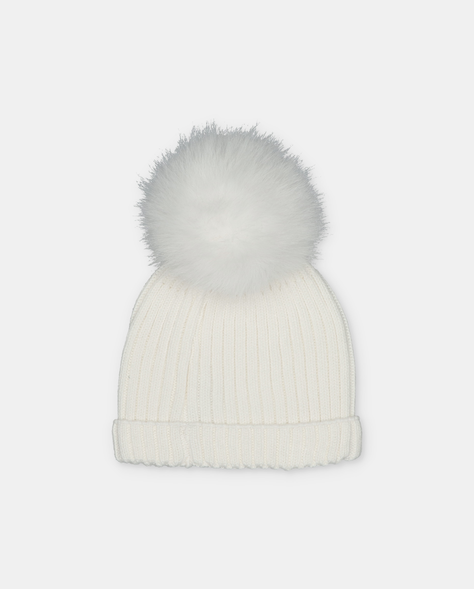 Imagen 3 de Gorro de bebés de punto canalé con pompón de pelo. - Martín Aranda - Natural Natural