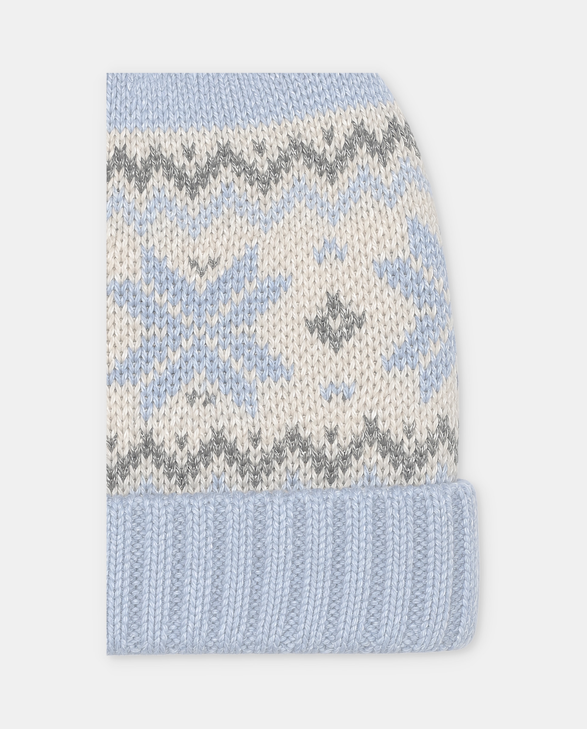 Gorro de bebés de punto con cenefa y pompón de pelo. - Martín Aranda - Azul celeste Azul celeste-2