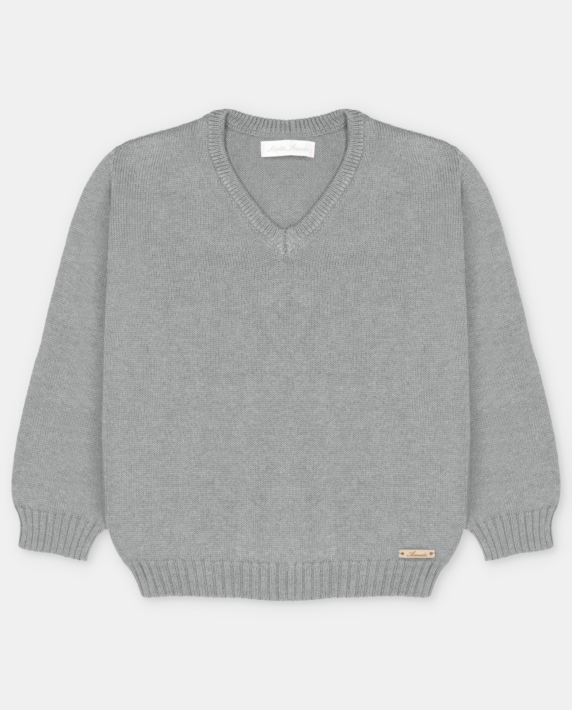 Jersey de bebé niño con cuello pico. - Martín Aranda - Gris ceniza Gris ceniza-1