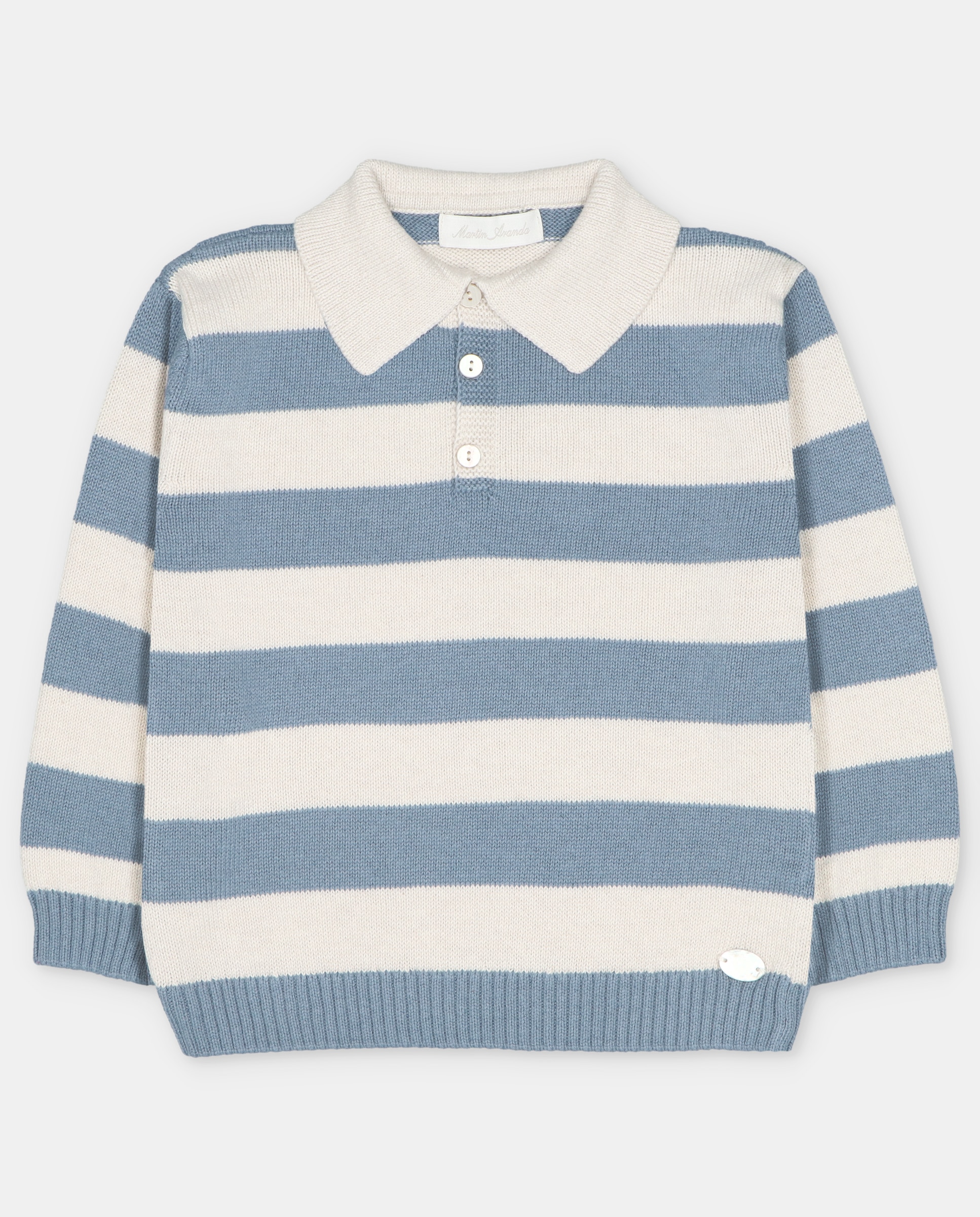 Jersey de niño con cuello polo y rayas combinadas. - Martín Aranda - Petróleo Petróleo-1
