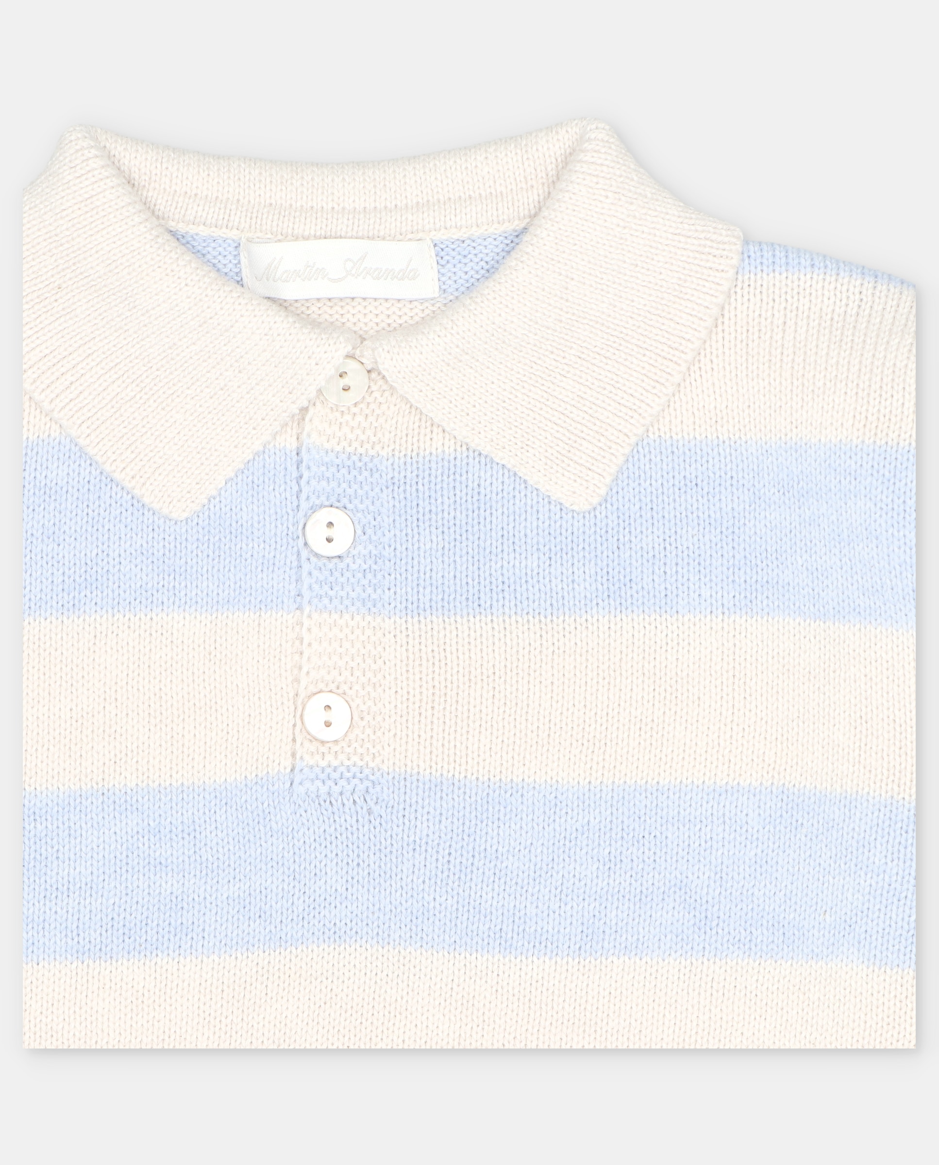Jersey de niño con cuello polo y rayas combinadas. - Martín Aranda - Azul celeste Azul celeste-2