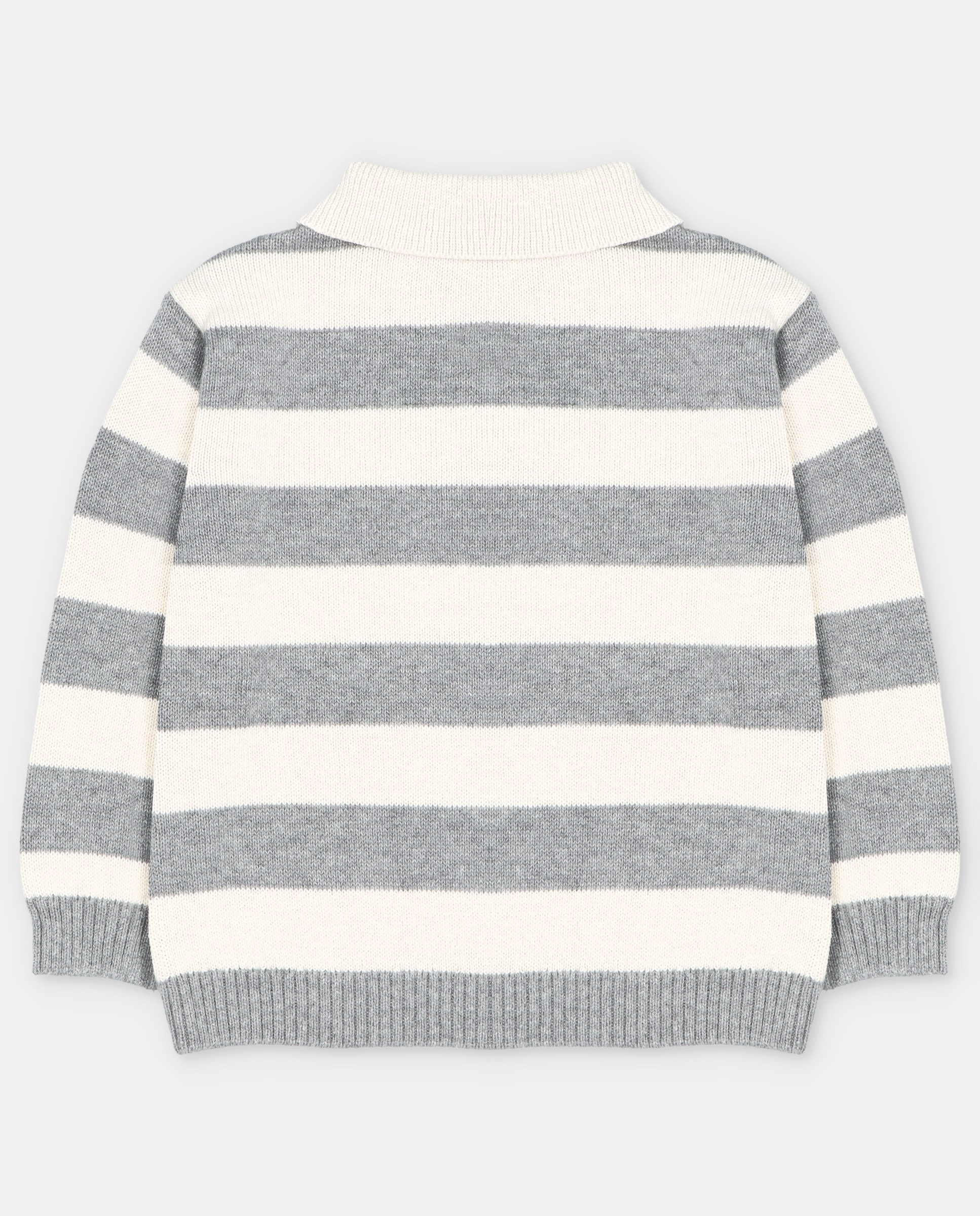 Jersey de bebé niño con cuello polo y rayas combinadas. - Martín Aranda - Gris ceniza Gris ceniza-3