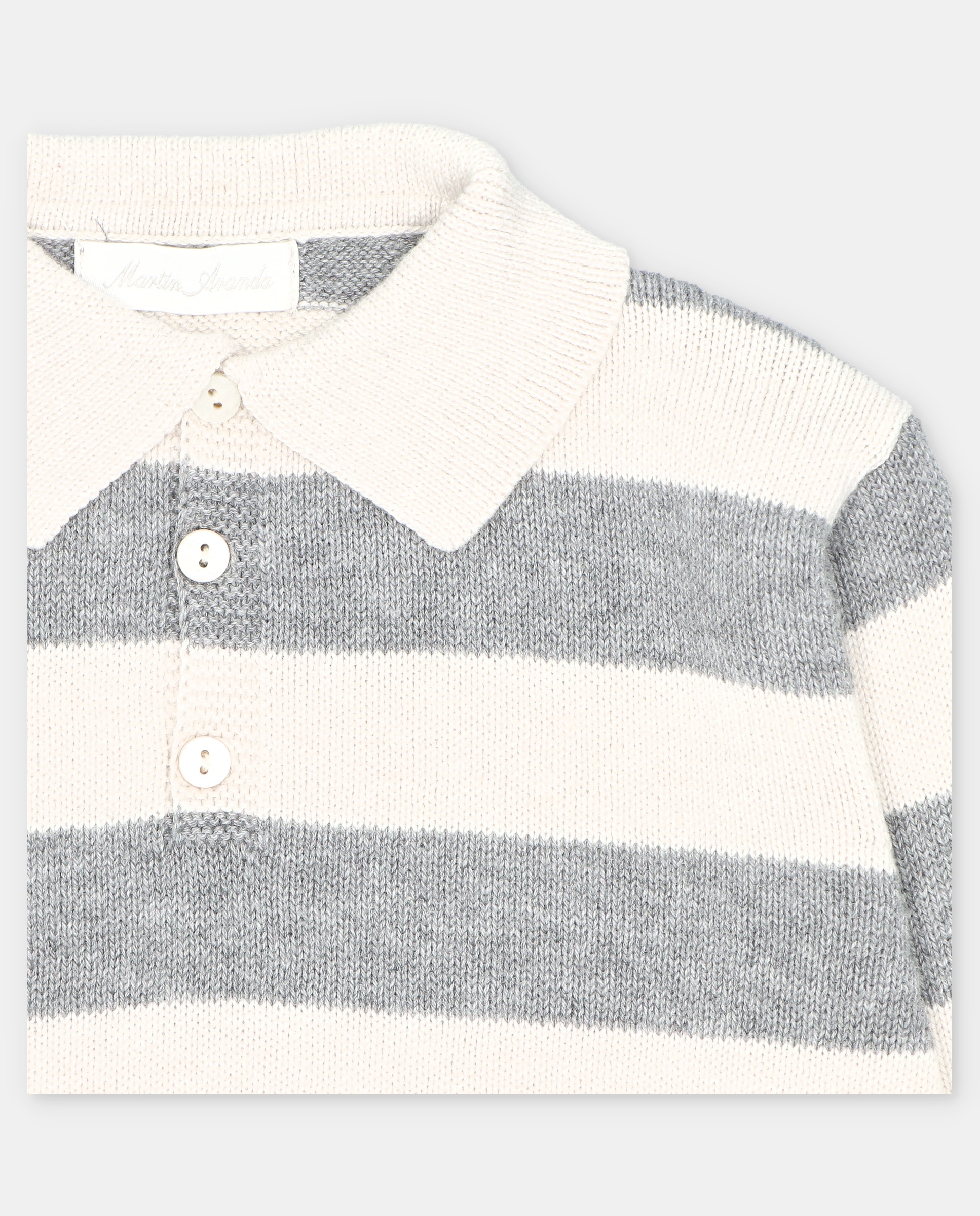 Jersey de bebé niño con cuello polo y rayas combinadas. - Martín Aranda - Gris ceniza Gris ceniza-2