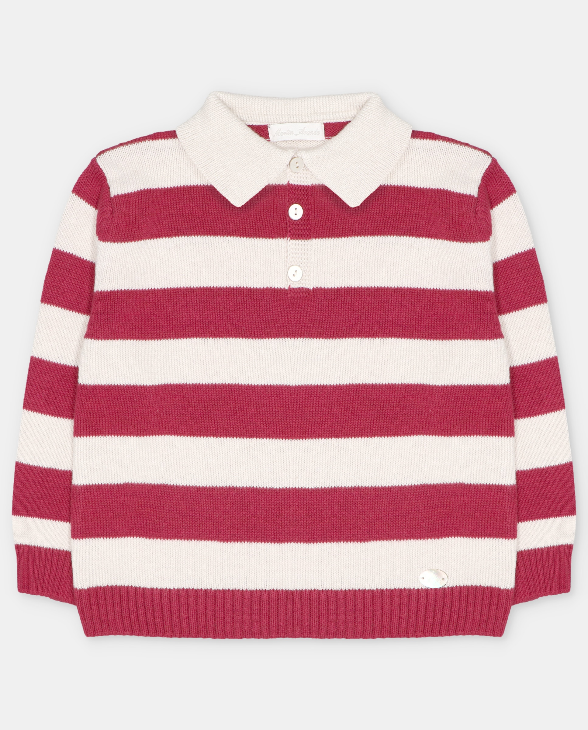 Jersey de niño con cuello polo y rayas combinadas. - Martín Aranda - Burdeos Burdeos-1