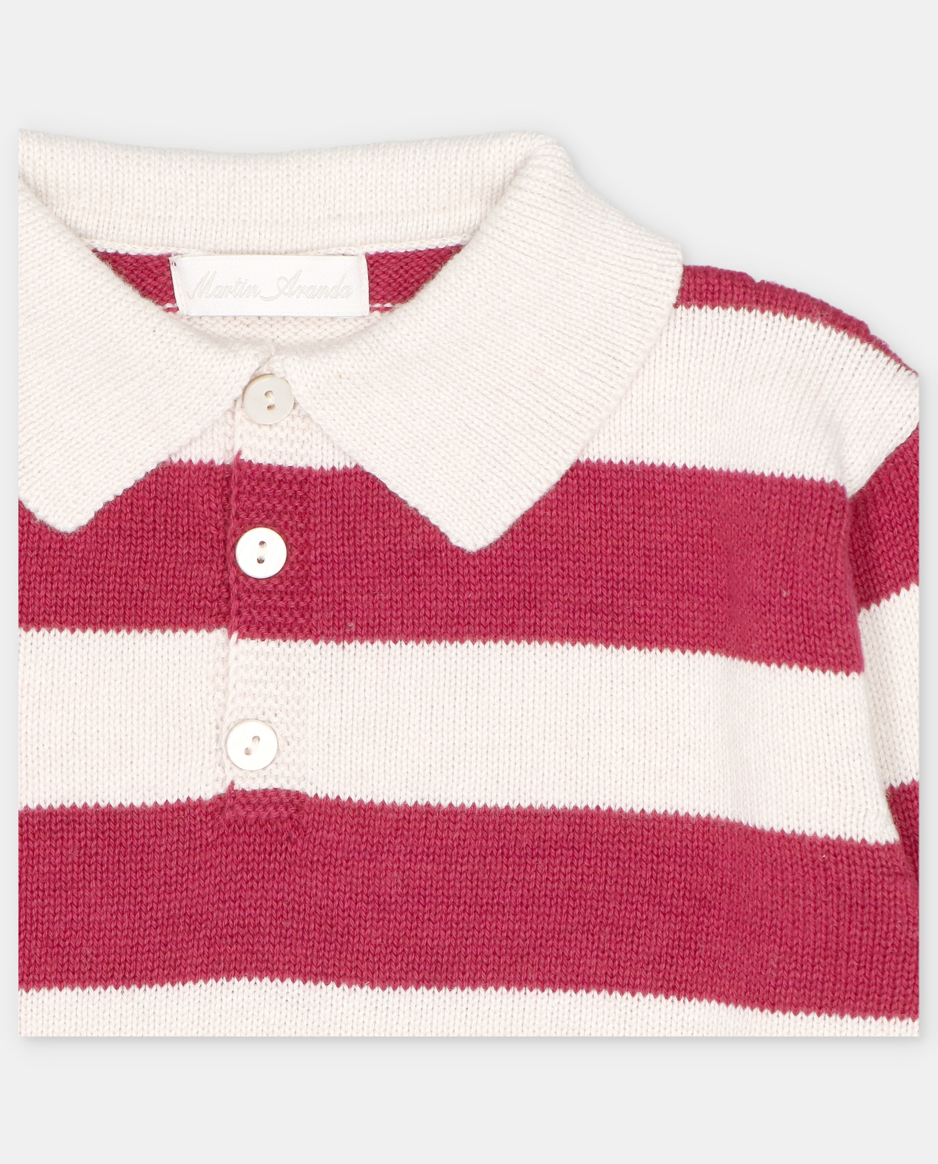 Jersey de niño con cuello polo y rayas combinadas. - Martín Aranda - Burdeos Burdeos-2