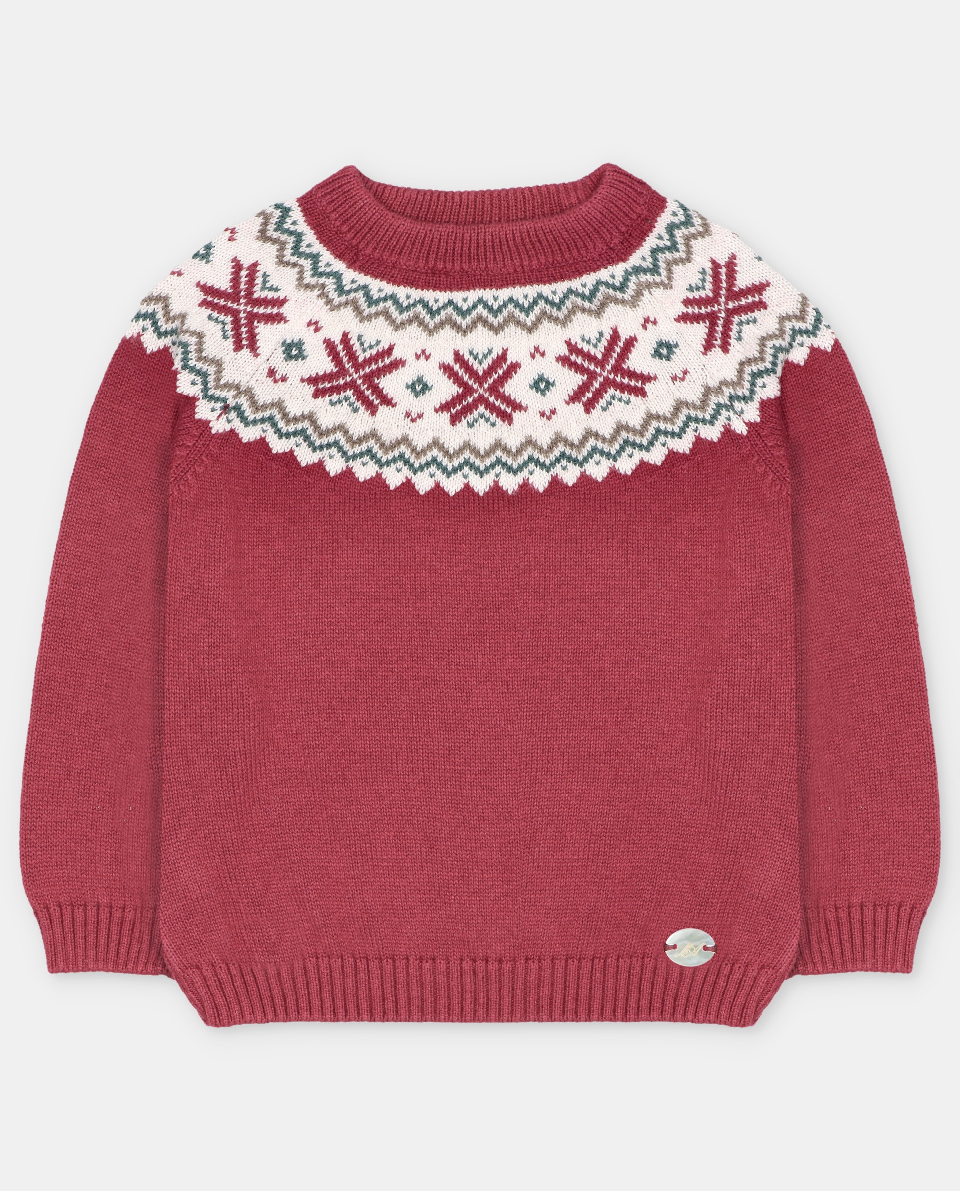 Imagen 0 de Jersey de niño con cenefa a contraste. Burdeos