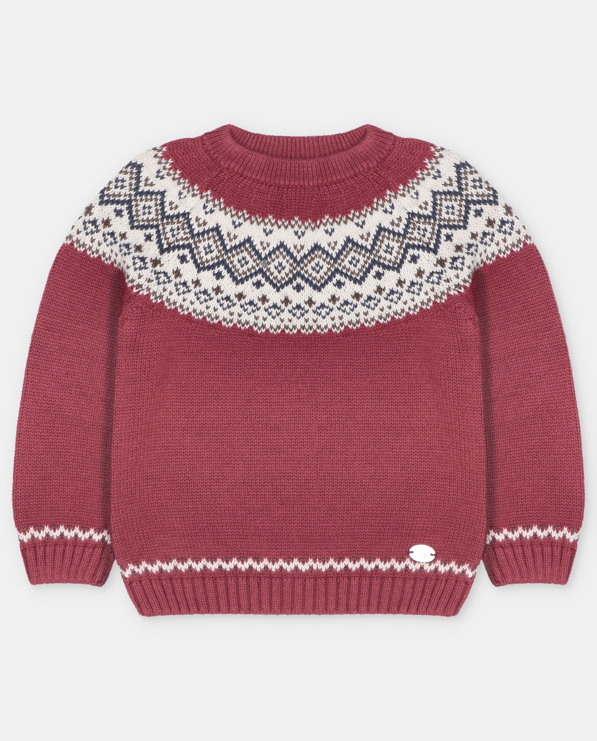 Imagen 0 de Jersey de bebé niño con cenefa a contraste. Burdeos