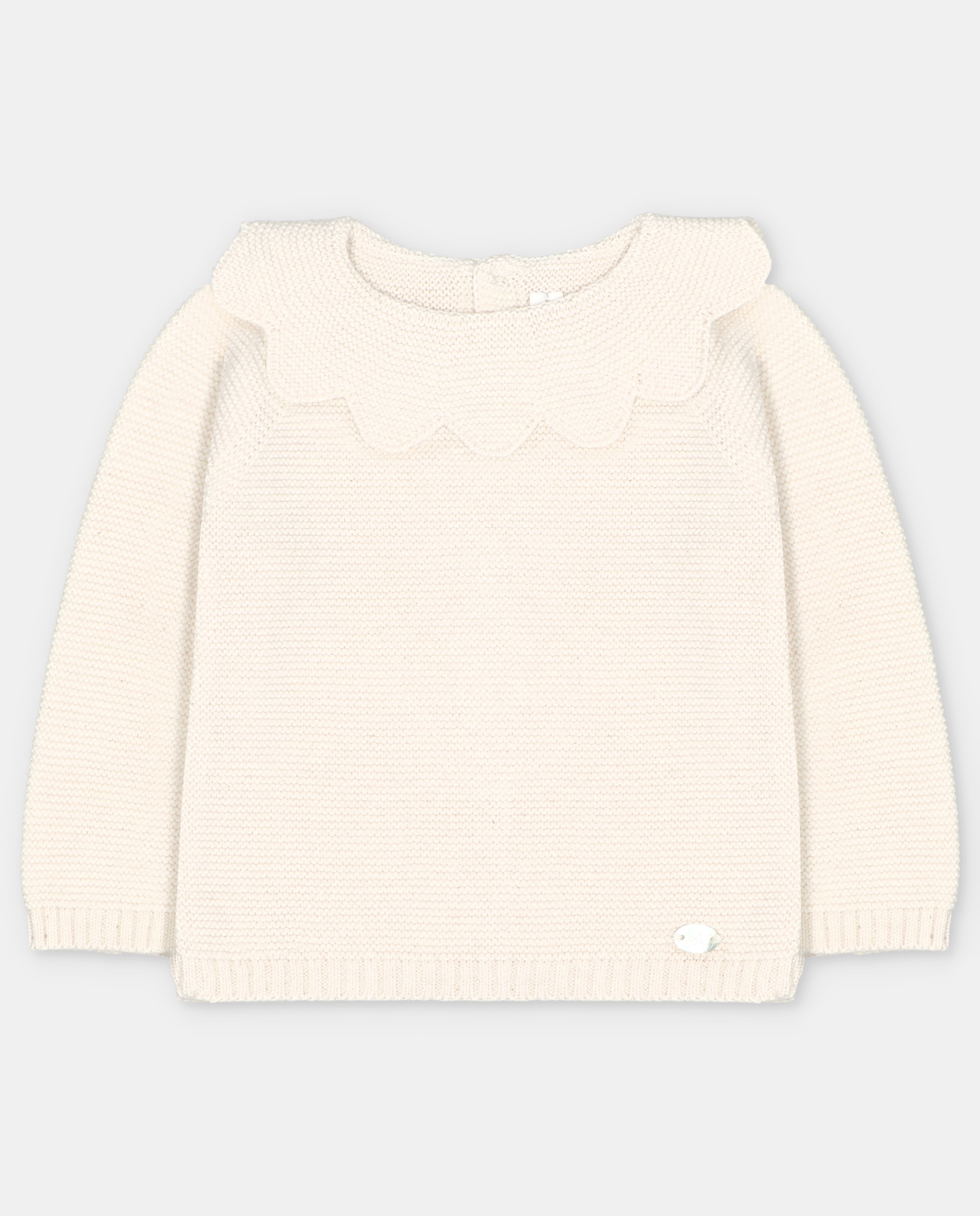 Imagen 1 de Jersey de bebé niña con volante en cuello. Beige