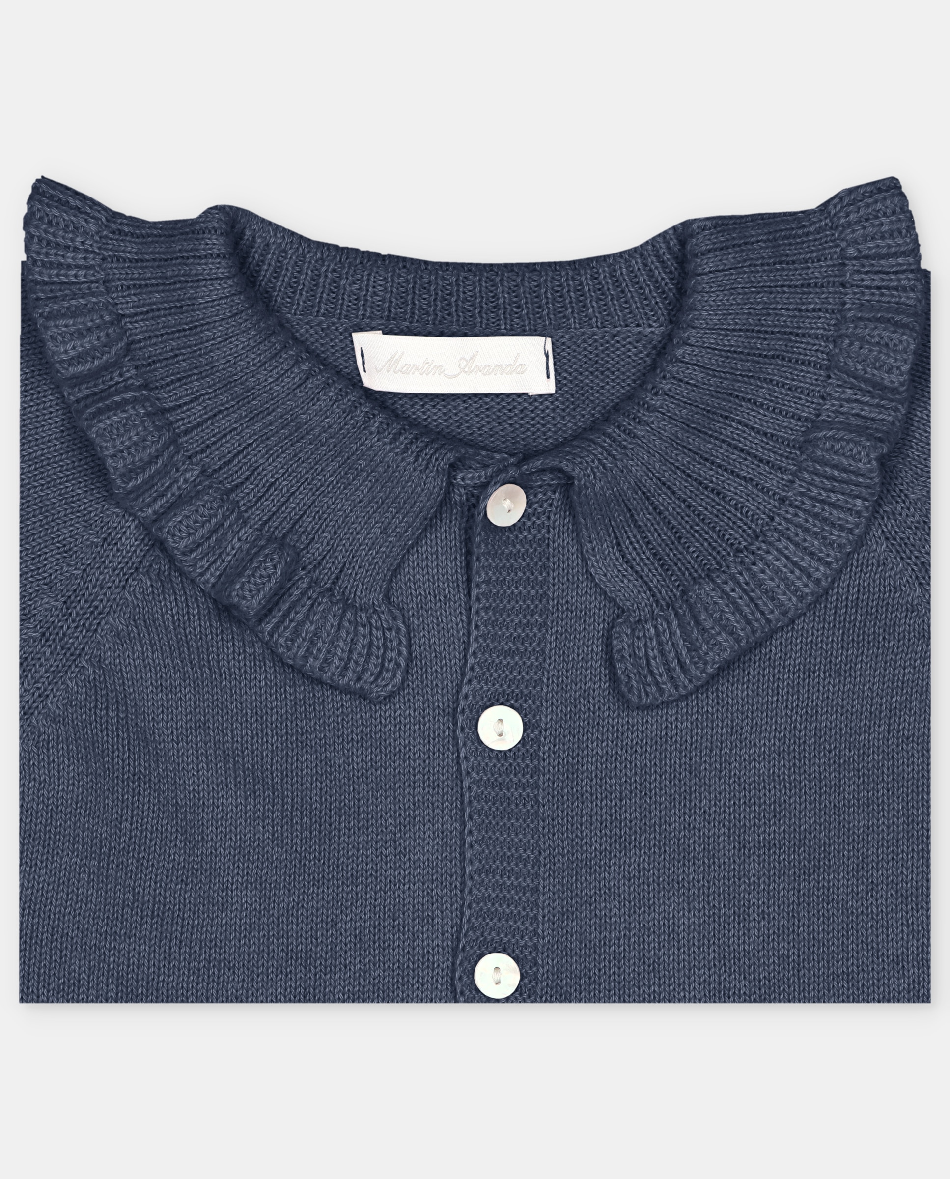 Imagen 2 de Chaqueta de bebé niña tricot con cuello volante. - Martín Aranda - Azul marino Azul marino