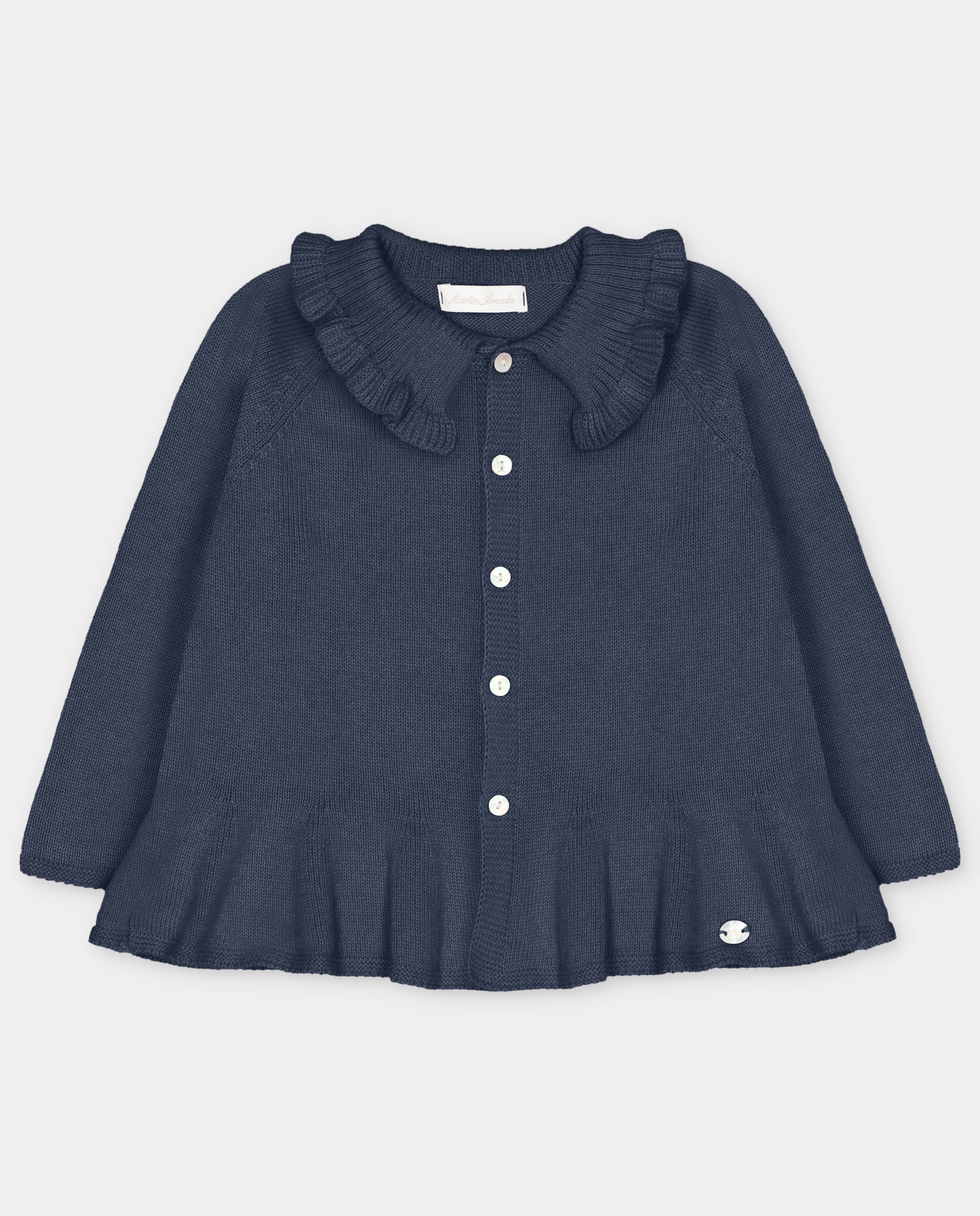 Chaqueta de niña tricot con cuello volante. - Martín Aranda - Azul marino Azul marino-1