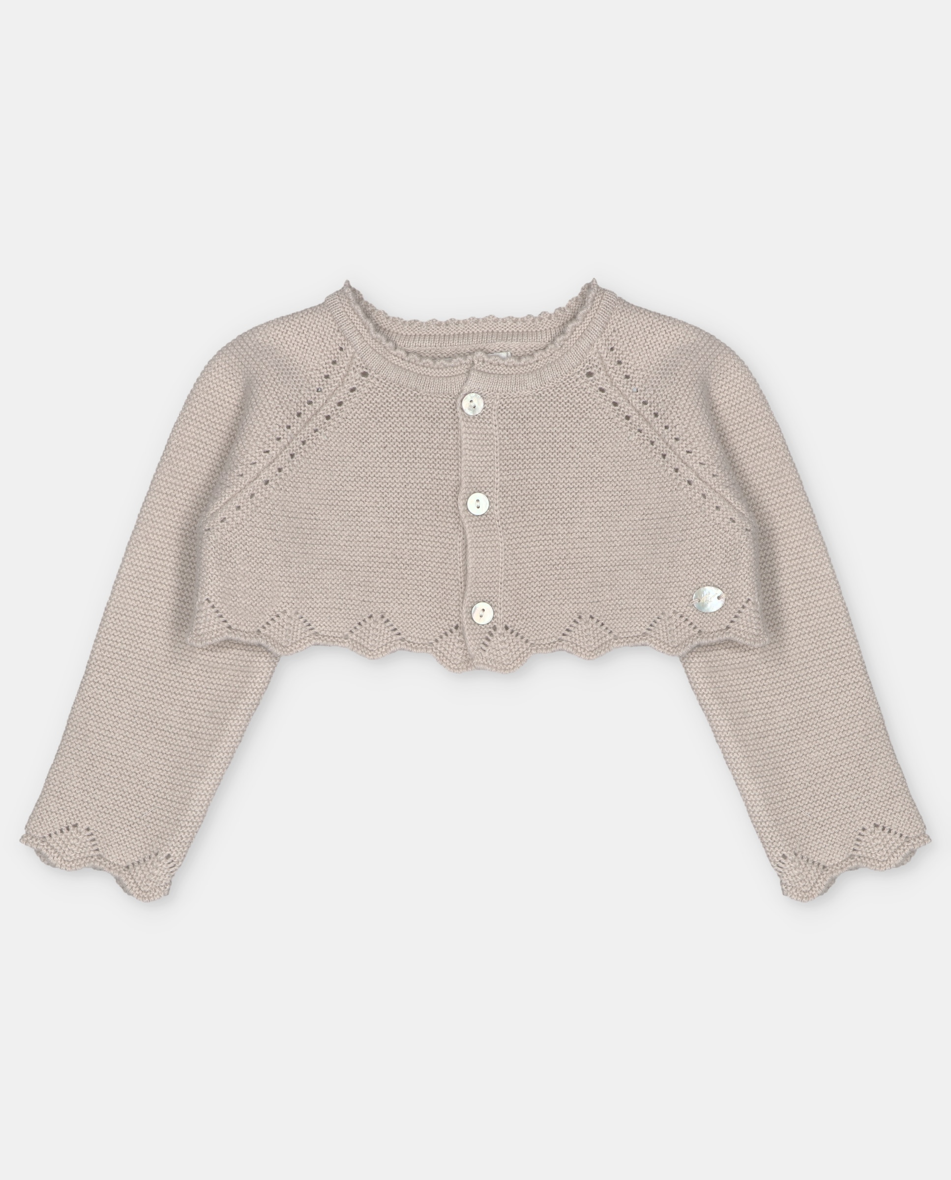 Chaqueta de niña corta con detalles calados. - Martín Aranda - Tostado Tostado-1