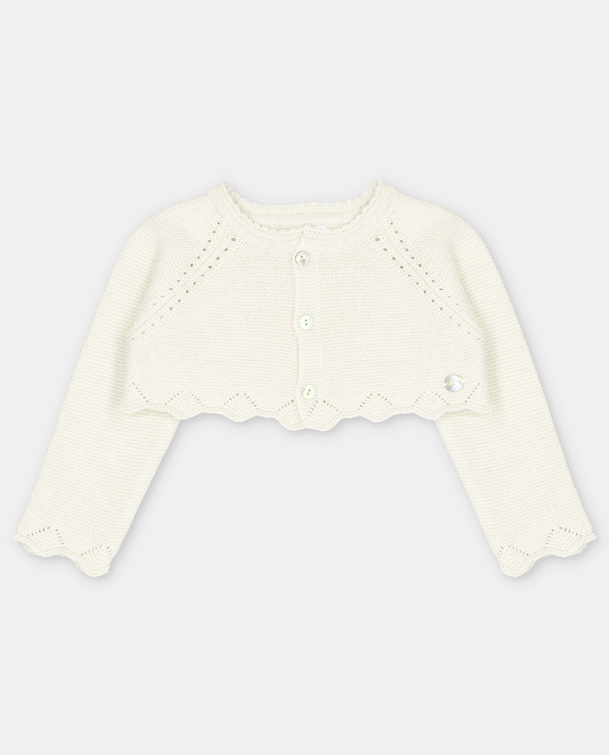 Chaqueta de niña corta con detalles calados. - Martín Aranda - Natural Natural-1