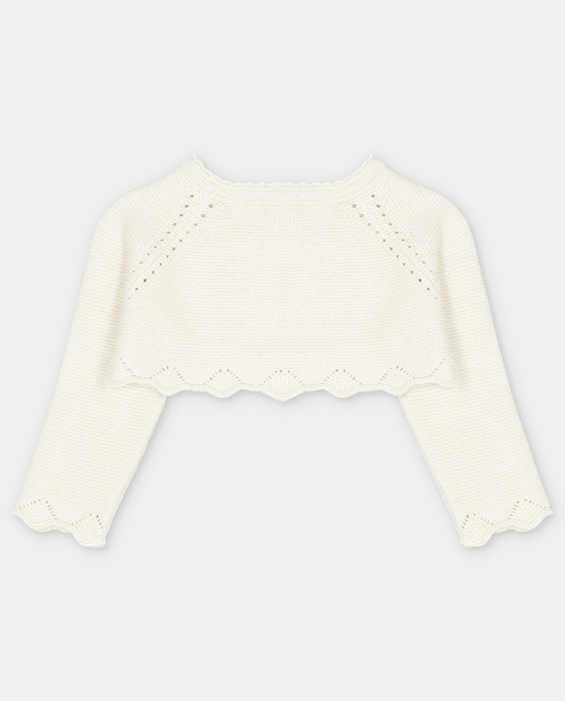 Chaqueta de niña corta con detalles calados. - Martín Aranda - Natural Natural-3