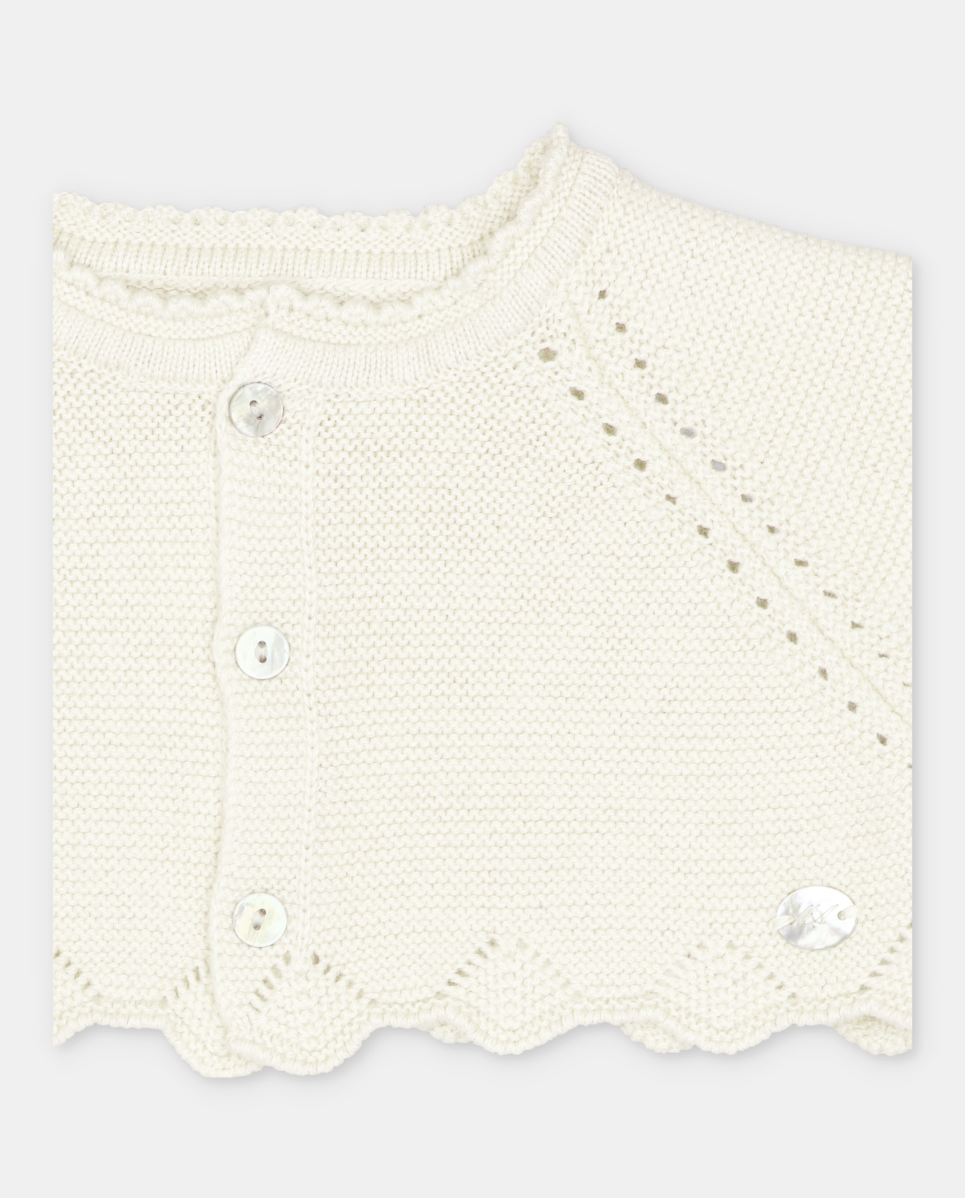 Chaqueta de niña corta con detalles calados. - Martín Aranda - Natural Natural-2