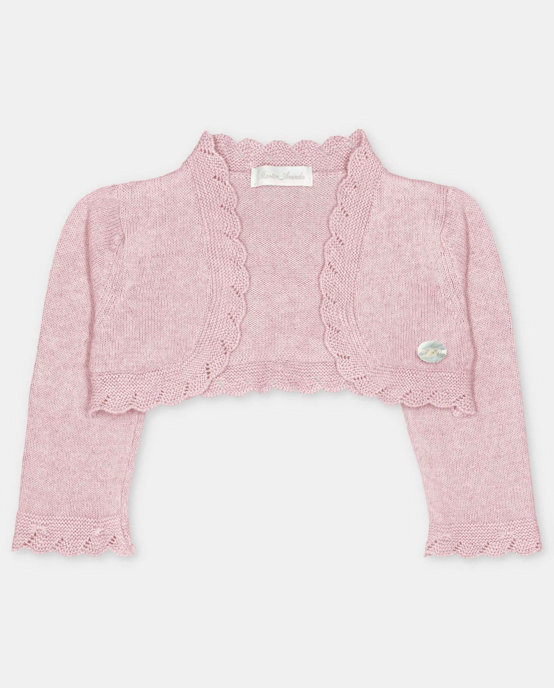 Imagen 1 de Chaqueta de bebé niña corta bolera con detalles calados. - Martín Aranda - Rosa claro Rosa claro
