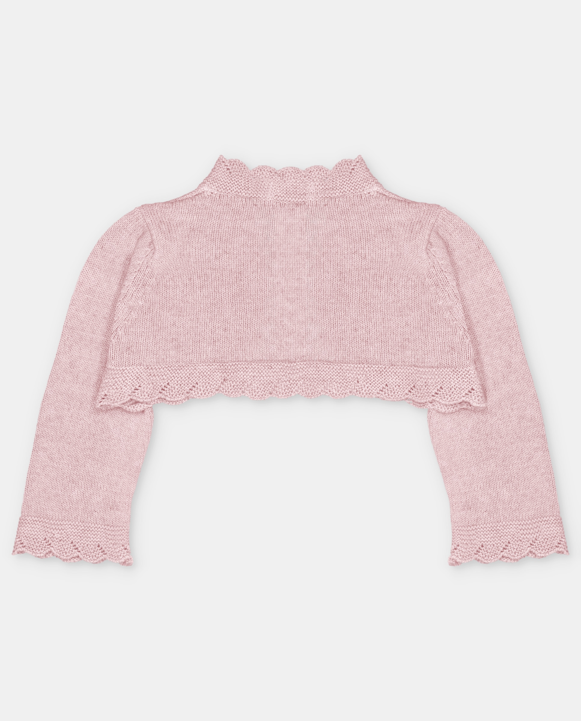 Imagen 3 de Chaqueta de bebé niña corta bolera con detalles calados. - Martín Aranda - Rosa claro Rosa claro