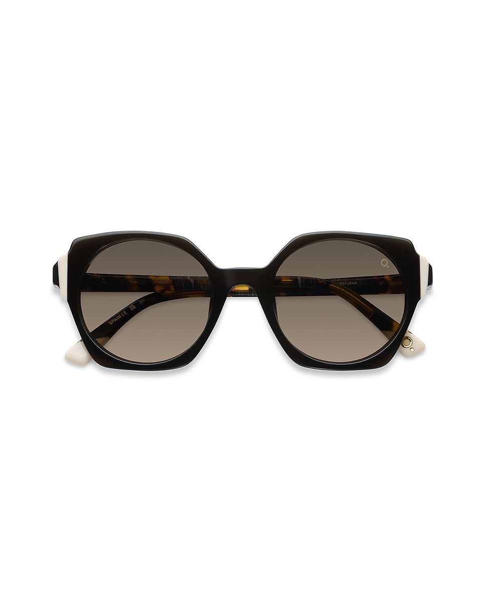 Imagen 1 de Gafas de sol sants mujer hexagonal en acetato natural con lente mineral polarizada Negro