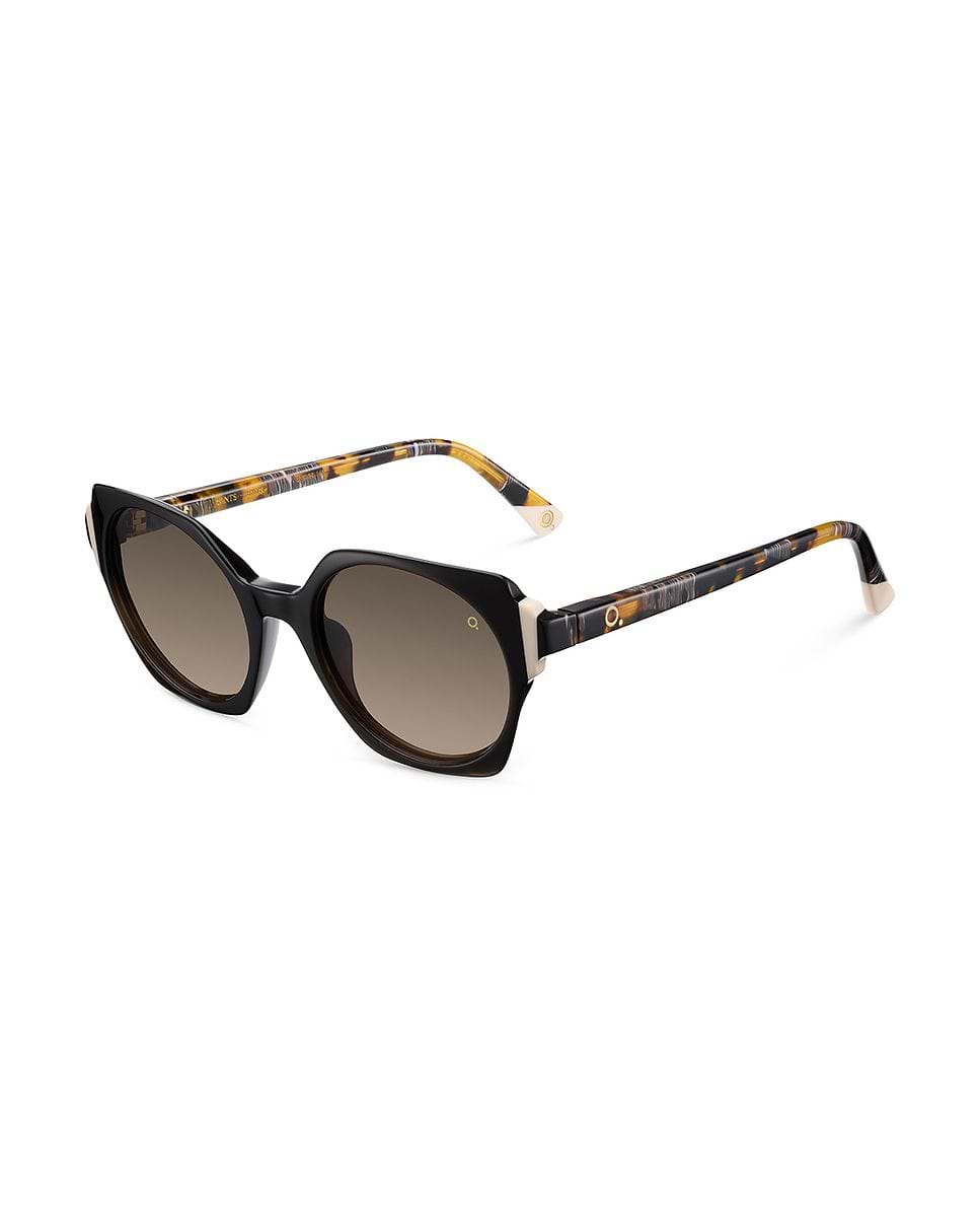 Imagen 2 de Gafas de sol sants mujer hexagonal en acetato natural con lente mineral polarizada - Etnia Barcelona - Negro Negro