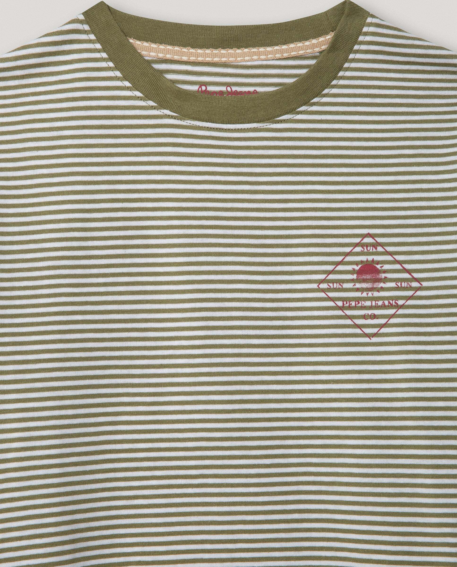 Camiseta a rayas Emmet de niño - Pepe Jeans - Verde militar Verde militar-2