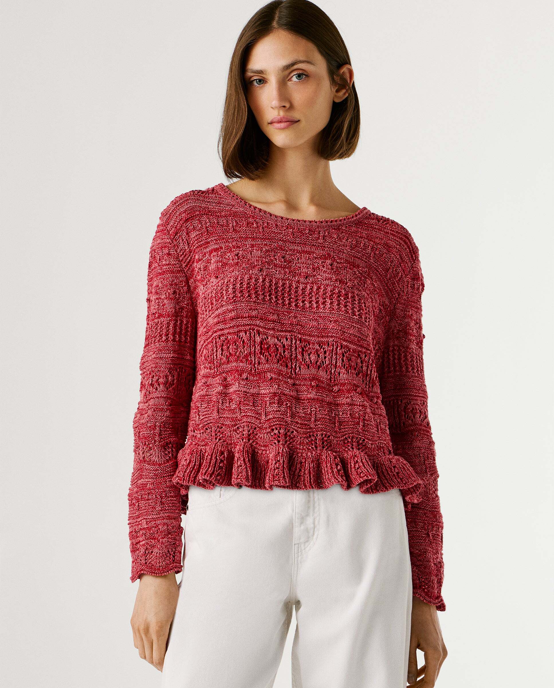 Imagen 0 de Jersey de mujer mouliné cuello redondo Rosa