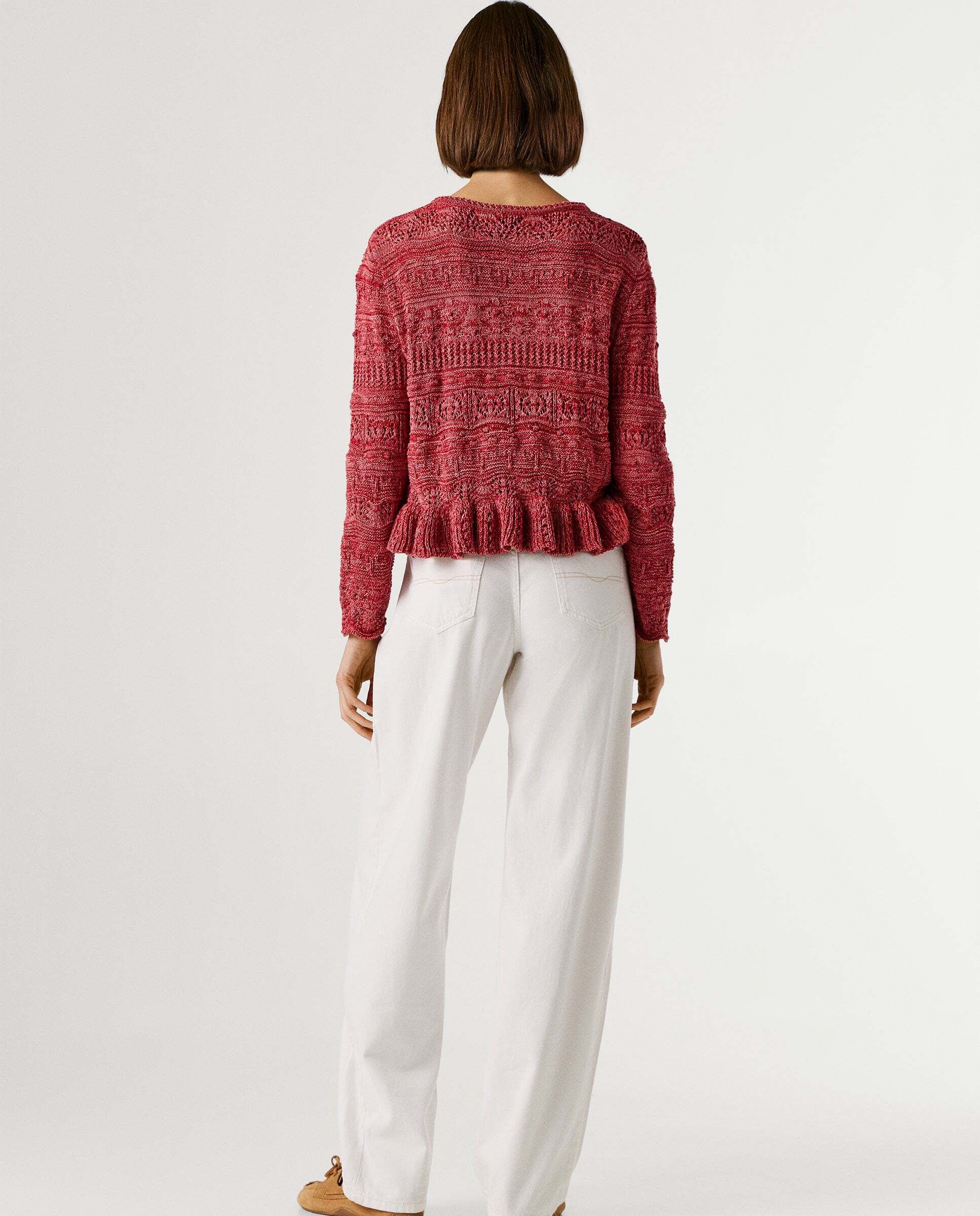 Jersey de mujer mouliné cuello redondo - Pepe Jeans - Rosa Rosa-3