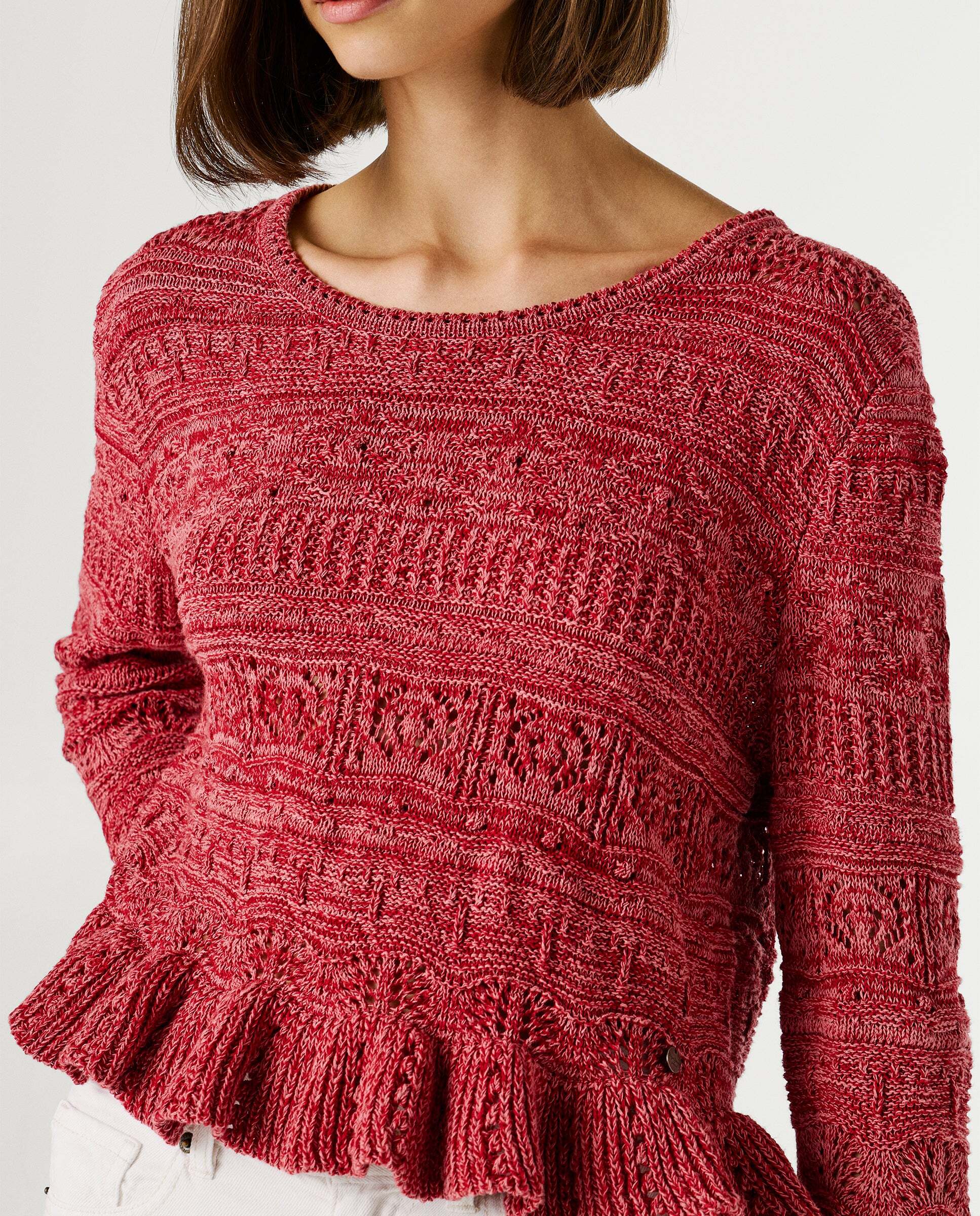 Jersey de mujer mouliné cuello redondo - Pepe Jeans - Rosa Rosa-4