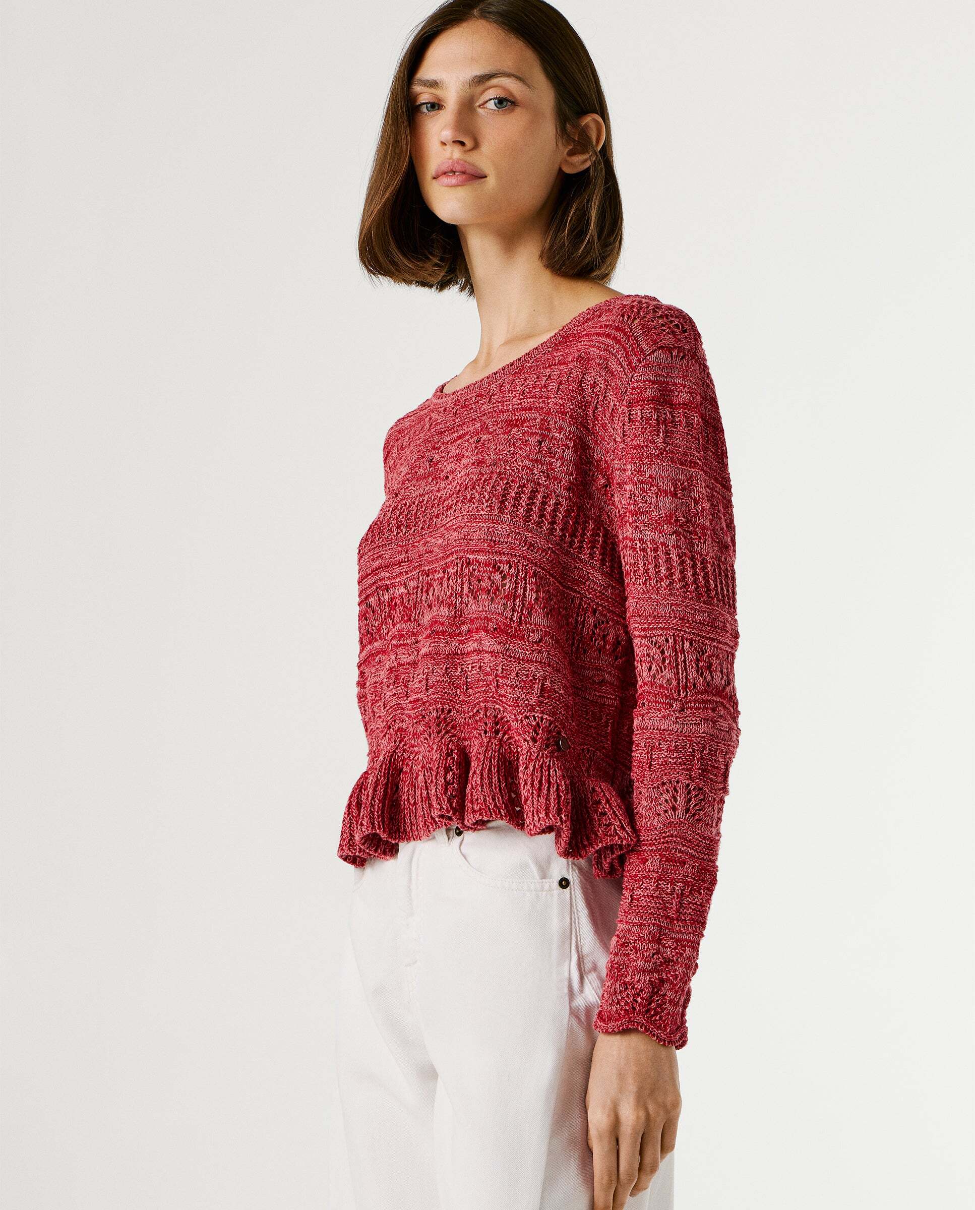 Jersey de mujer mouliné cuello redondo - Pepe Jeans - Rosa Rosa-6