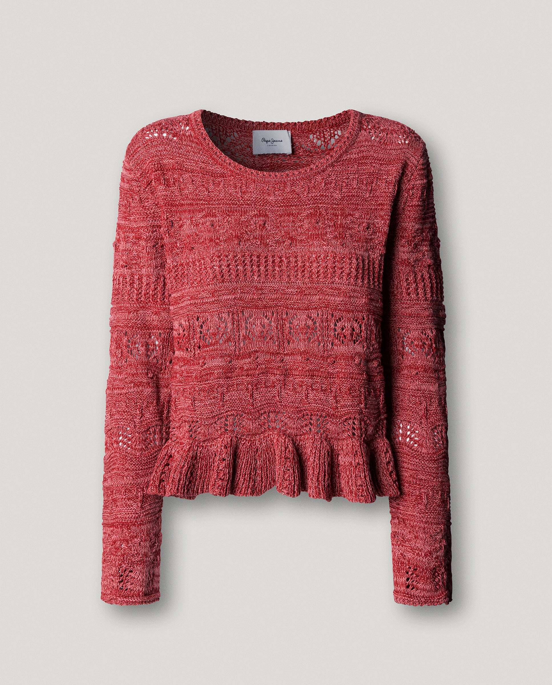 Jersey de mujer mouliné cuello redondo - Pepe Jeans - Rosa Rosa-9