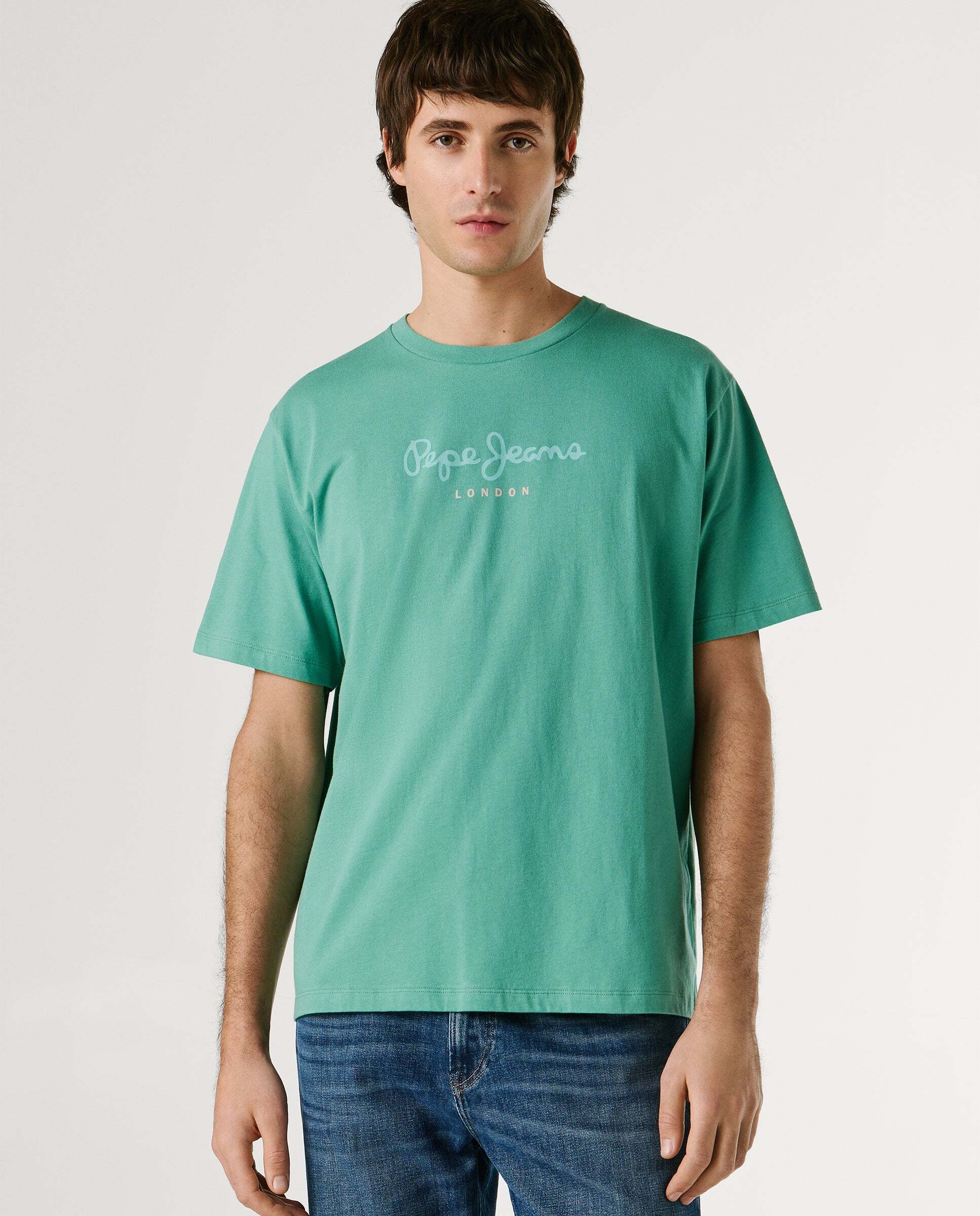 Camiseta de hombre logo estampado fit regular - Pepe Jeans - Verde grisáceo Verde grisáceo-1