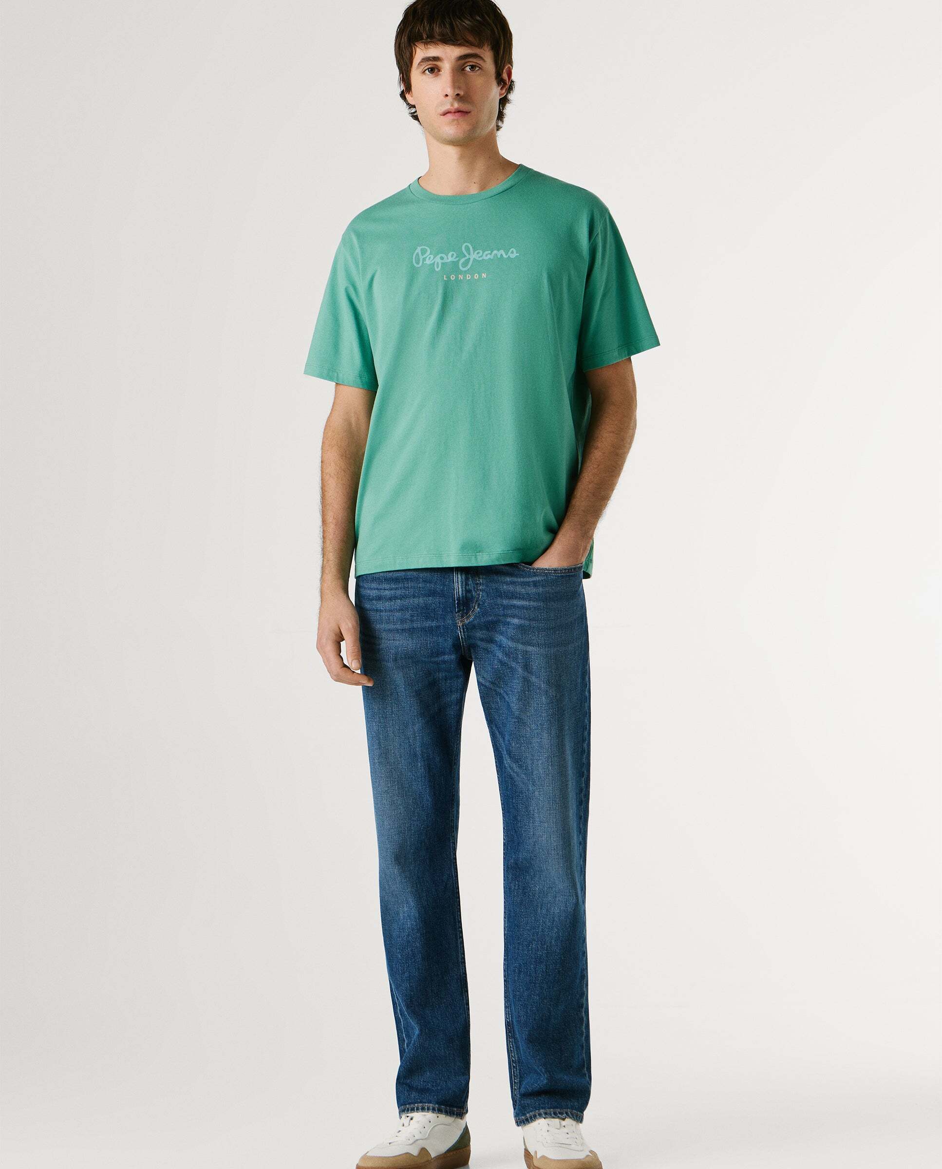 Camiseta de hombre logo estampado fit regular - Pepe Jeans - Verde grisáceo Verde grisáceo-2