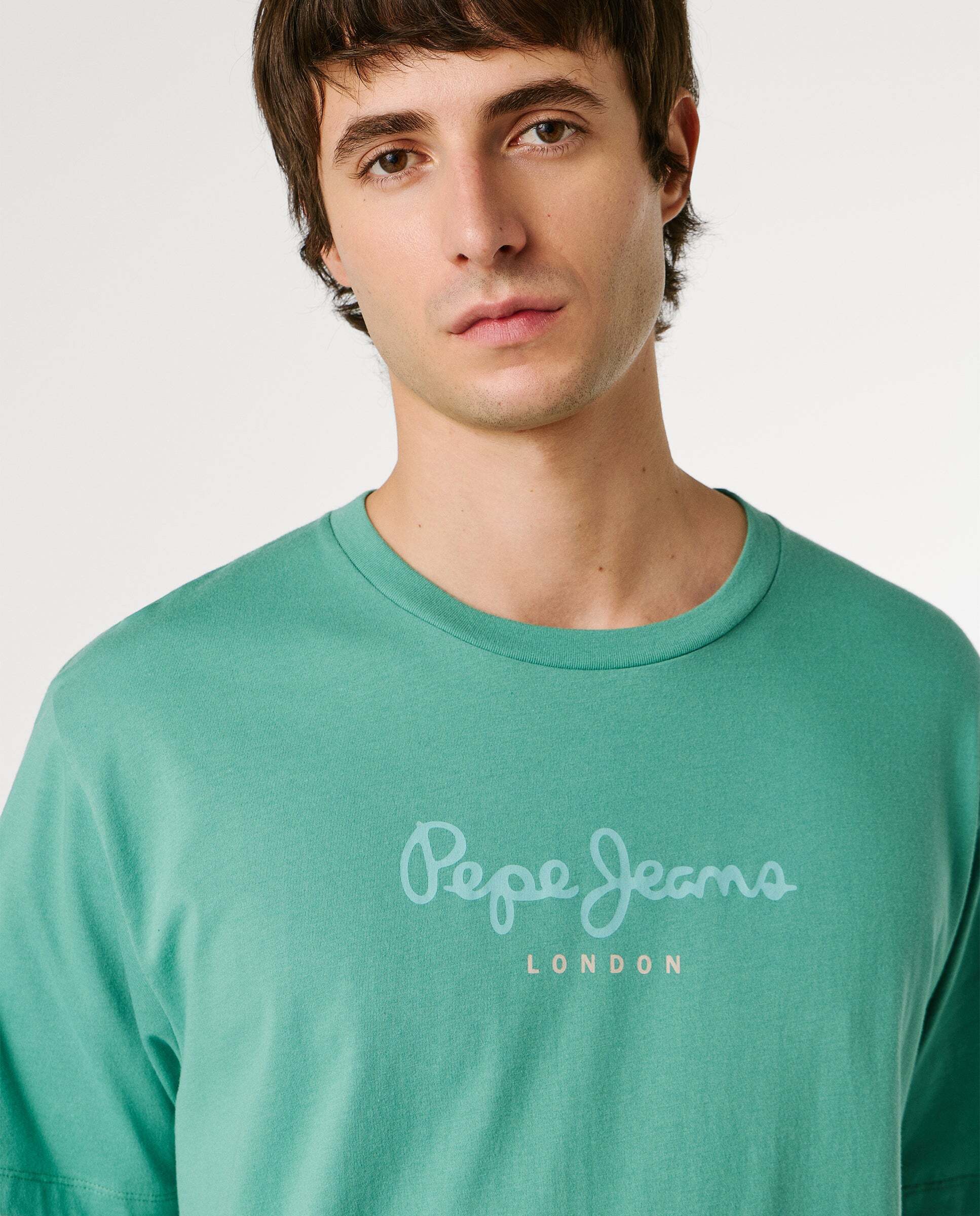 Camiseta de hombre logo estampado fit regular - Pepe Jeans - Verde grisáceo Verde grisáceo-4