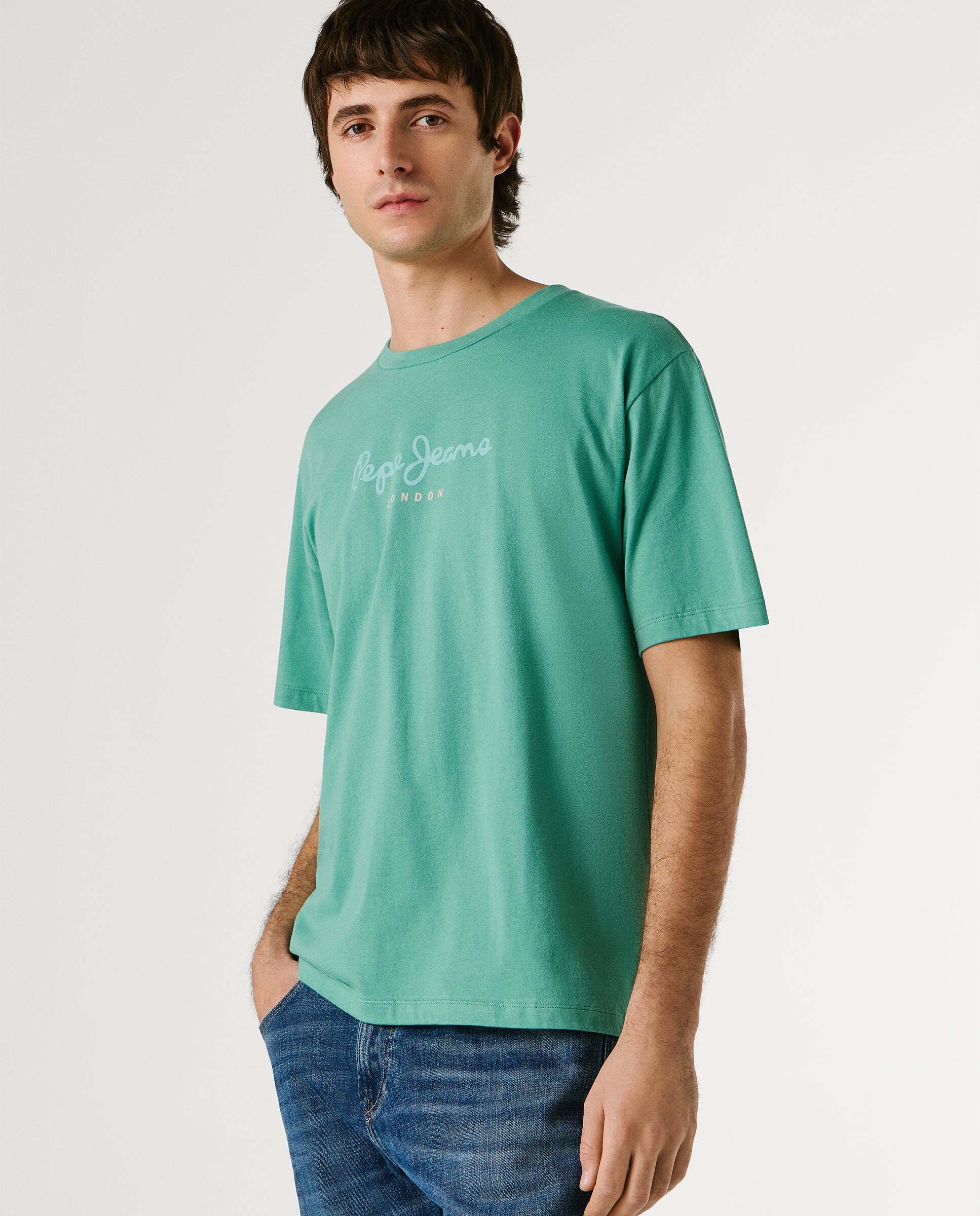 Camiseta de hombre logo estampado fit regular - Pepe Jeans - Verde grisáceo Verde grisáceo-6