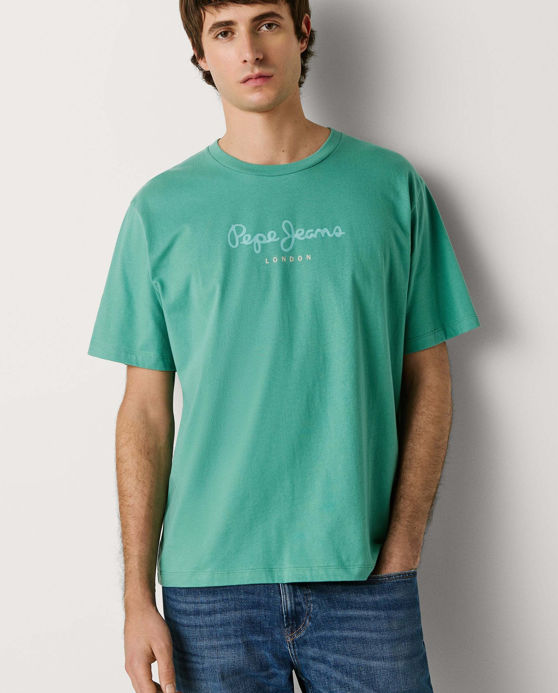 Camiseta de hombre logo estampado fit regular - Pepe Jeans - Verde grisáceo Verde grisáceo-7