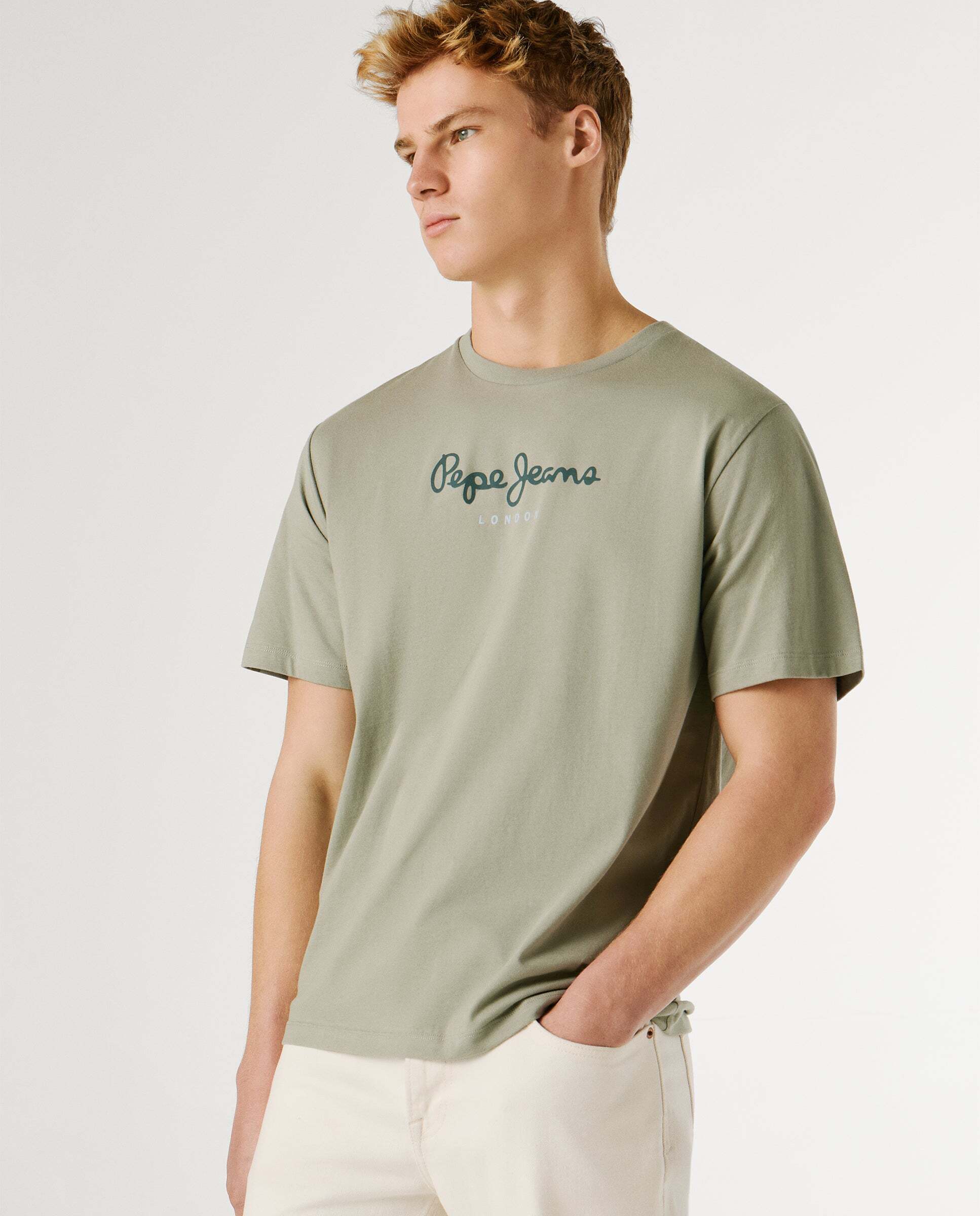 Camiseta de hombre logo estampado fit regular - Pepe Jeans - Verde Verde-6