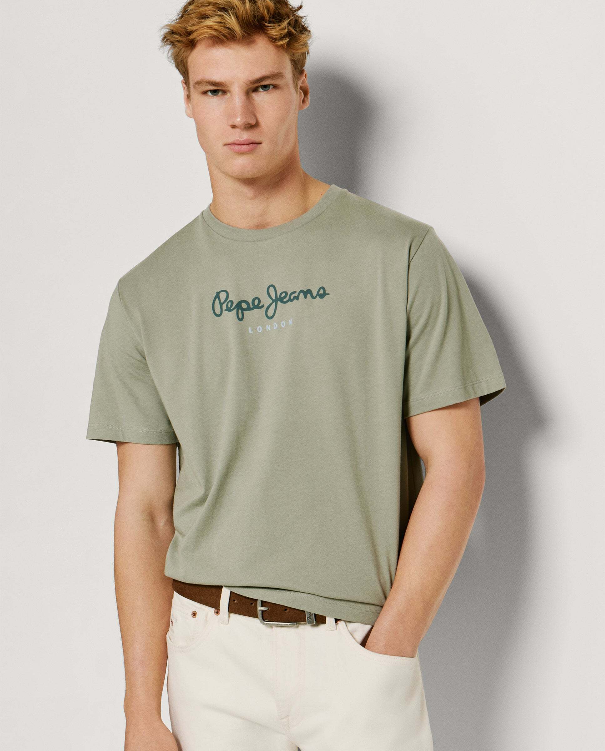 Camiseta de hombre logo estampado fit regular - Pepe Jeans - Verde Verde-7