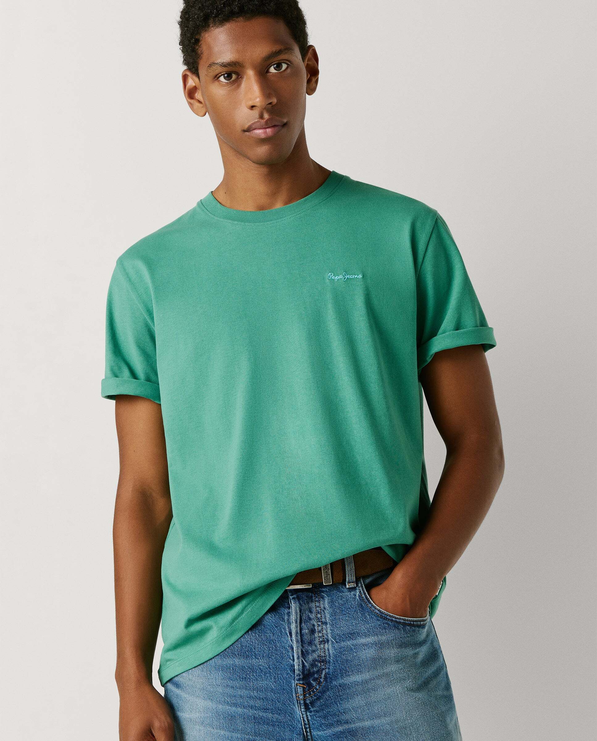 Camiseta de hombre logo estampado fit regular - Pepe Jeans - Verde grisáceo Verde grisáceo-7