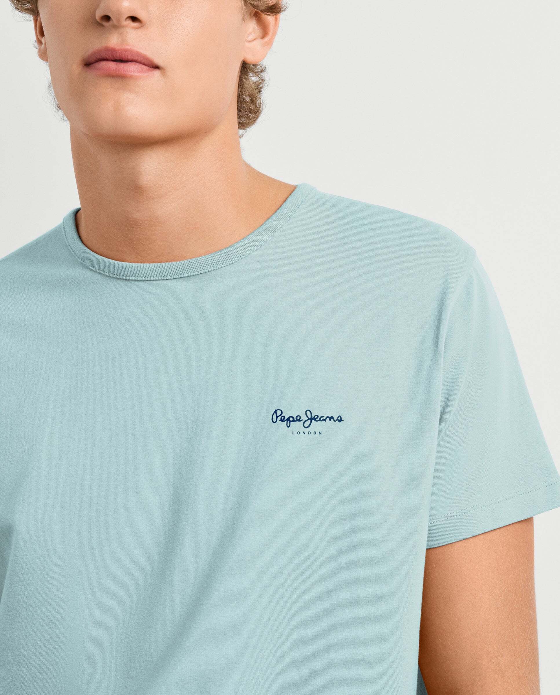 Camiseta de hombre ajustada con logotipo - Pepe Jeans - Azul Azul-4