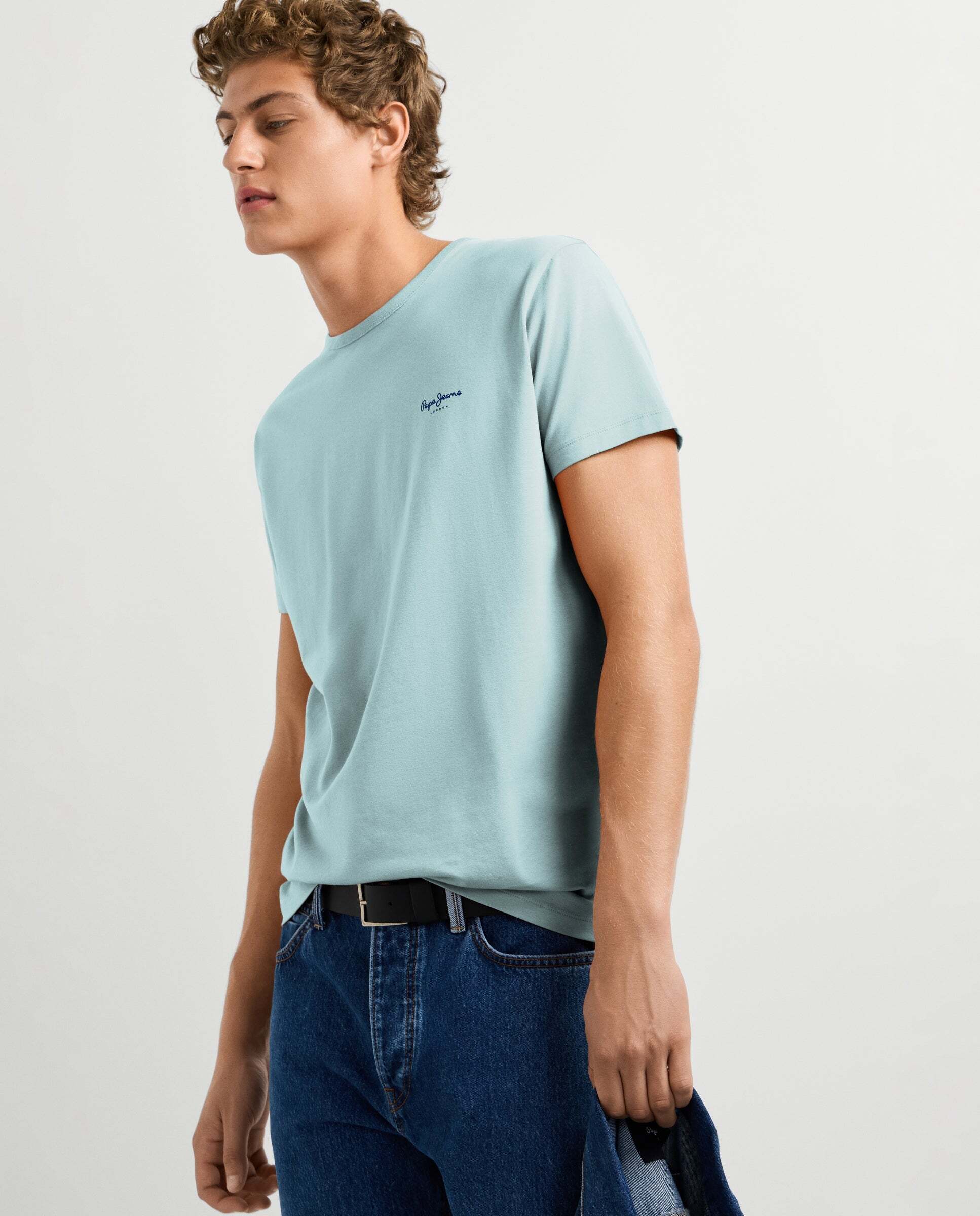 Camiseta de hombre ajustada con logotipo - Pepe Jeans - Azul Azul-7