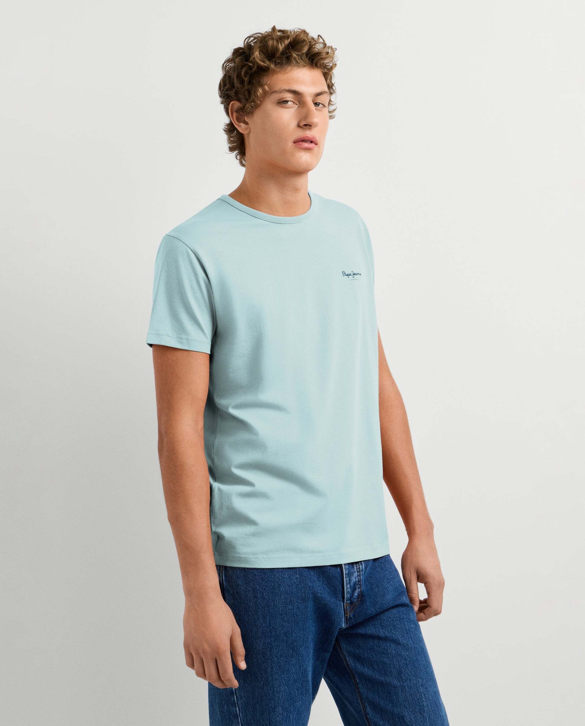 Camiseta de hombre ajustada con logotipo - Pepe Jeans - Azul Turquesa Azul Turquesa-6