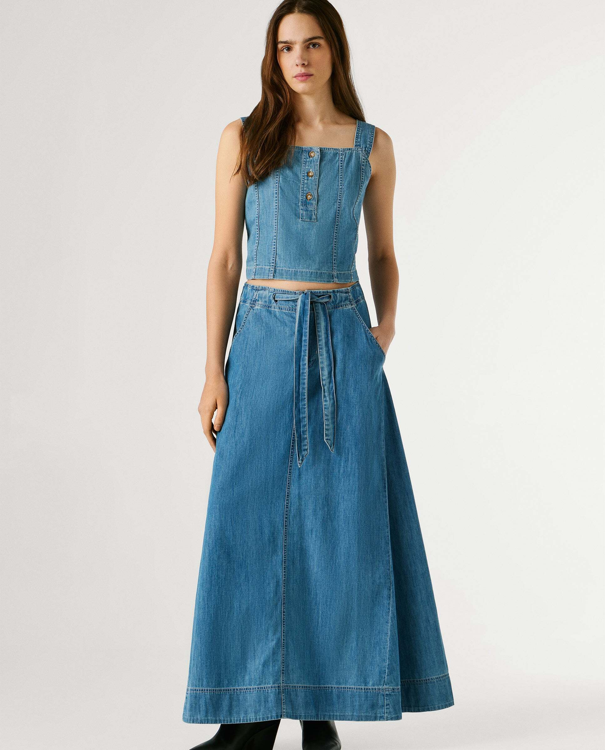 Pepe Jeans - Falda larga de mujer denim fit regular.