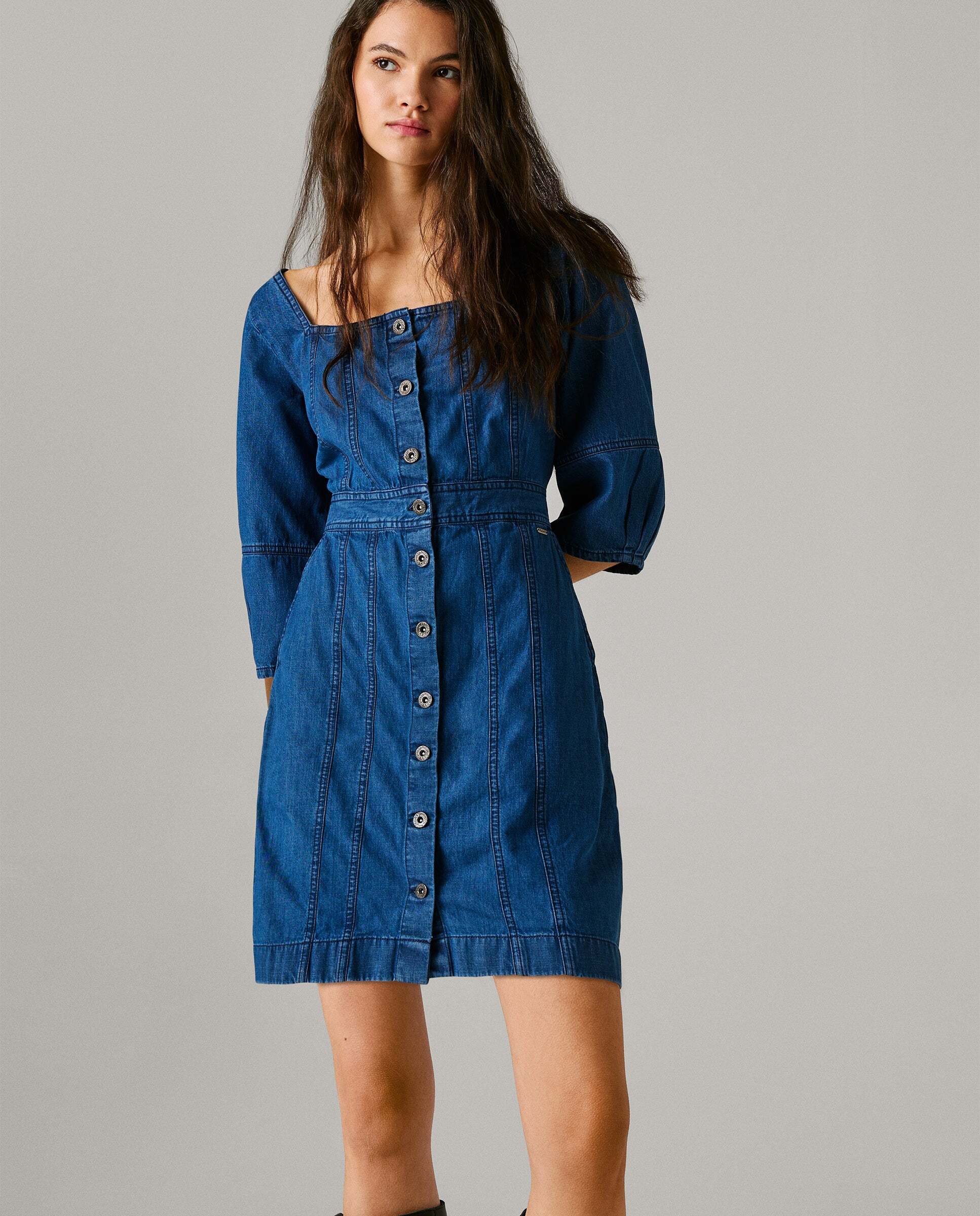 Vestido corto de mujer denim fit regular - Pepe Jeans - Azul Azul-7