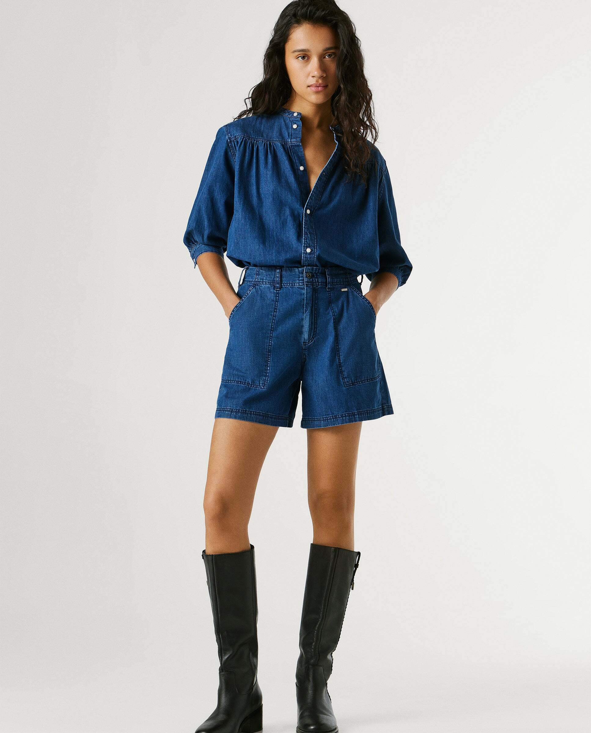 Imagen 0 de Shorts vaquero de mujer fit regular Azul