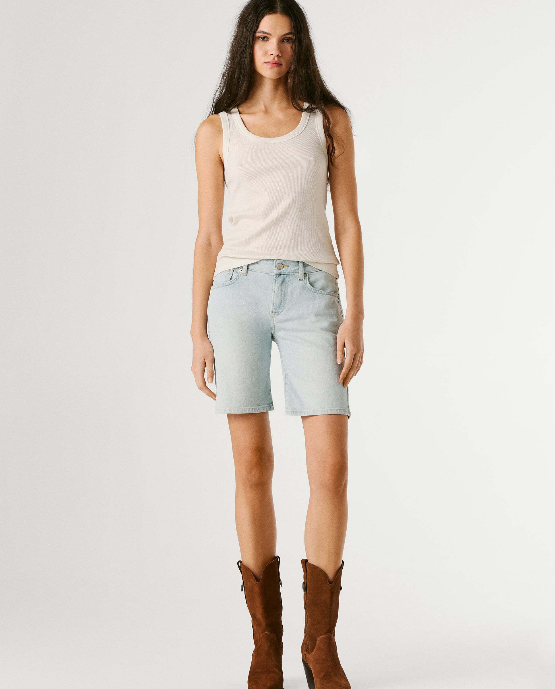Shorts vaquero de mujer fit slim - Pepe Jeans - Gris Gris-1