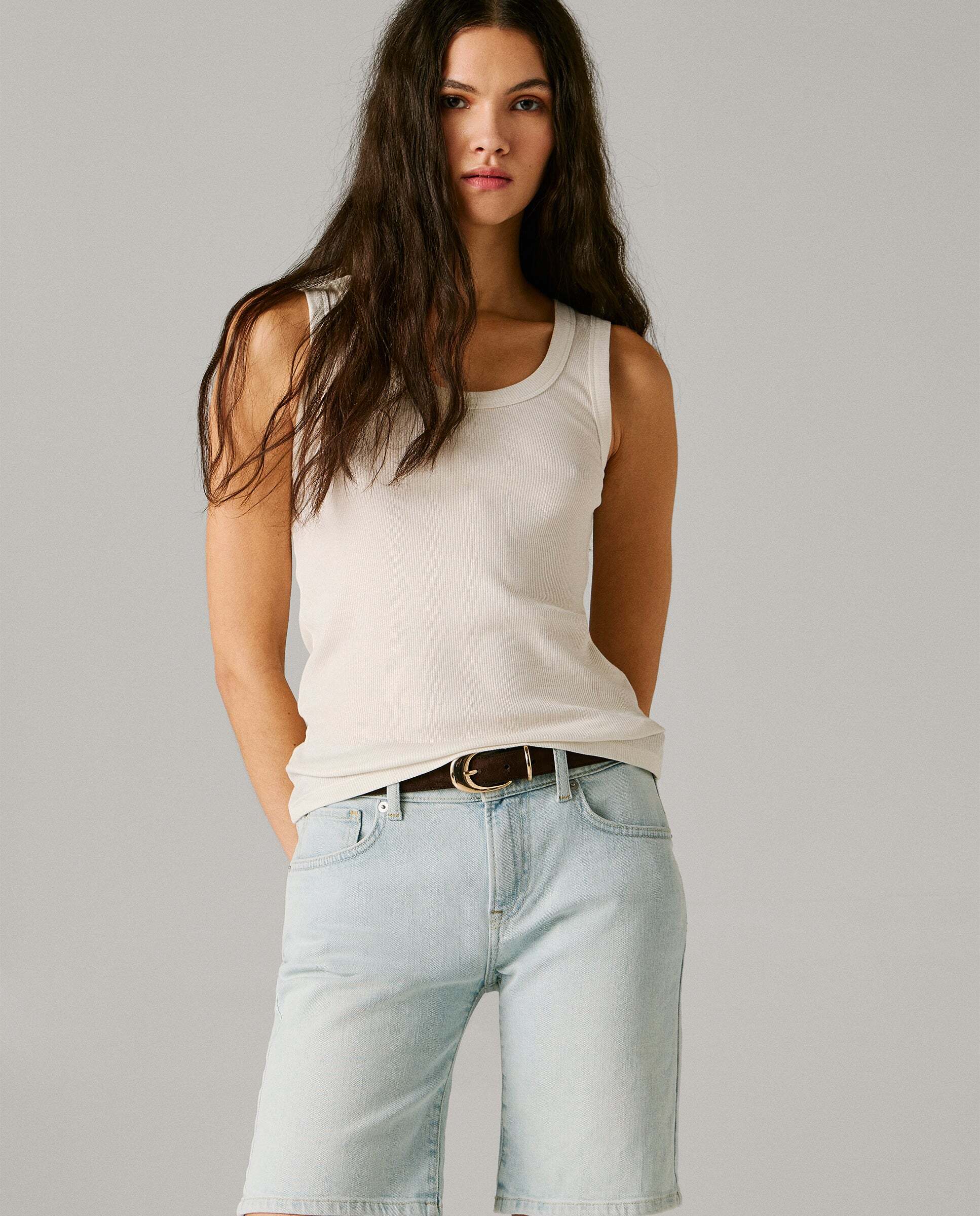 Shorts vaquero de mujer fit slim - Pepe Jeans - Gris Gris-3